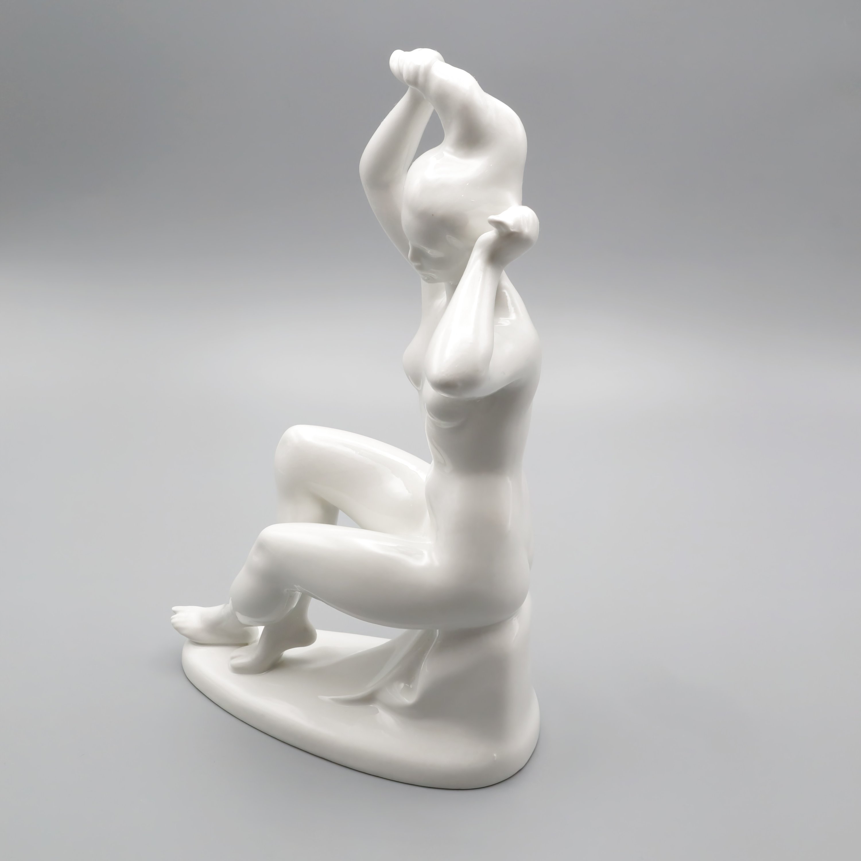 Mid-Century Modern Nude Figurine - Helen Of Troy - Woman In Poised Beauty Rare Unpainted Version