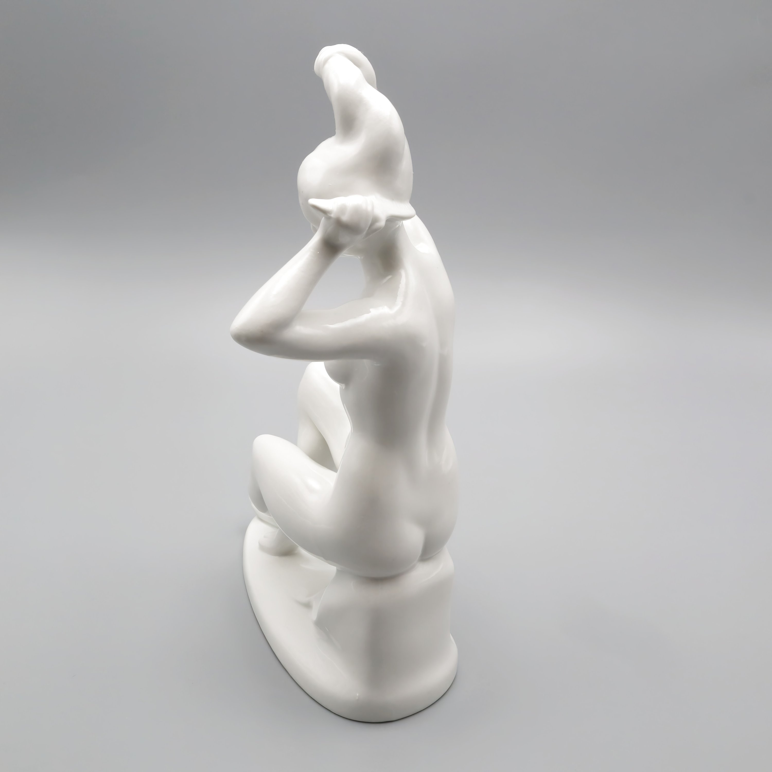 Mid-Century Modern Nude Figurine - Helen Of Troy - Woman In Poised Beauty Rare Unpainted Version