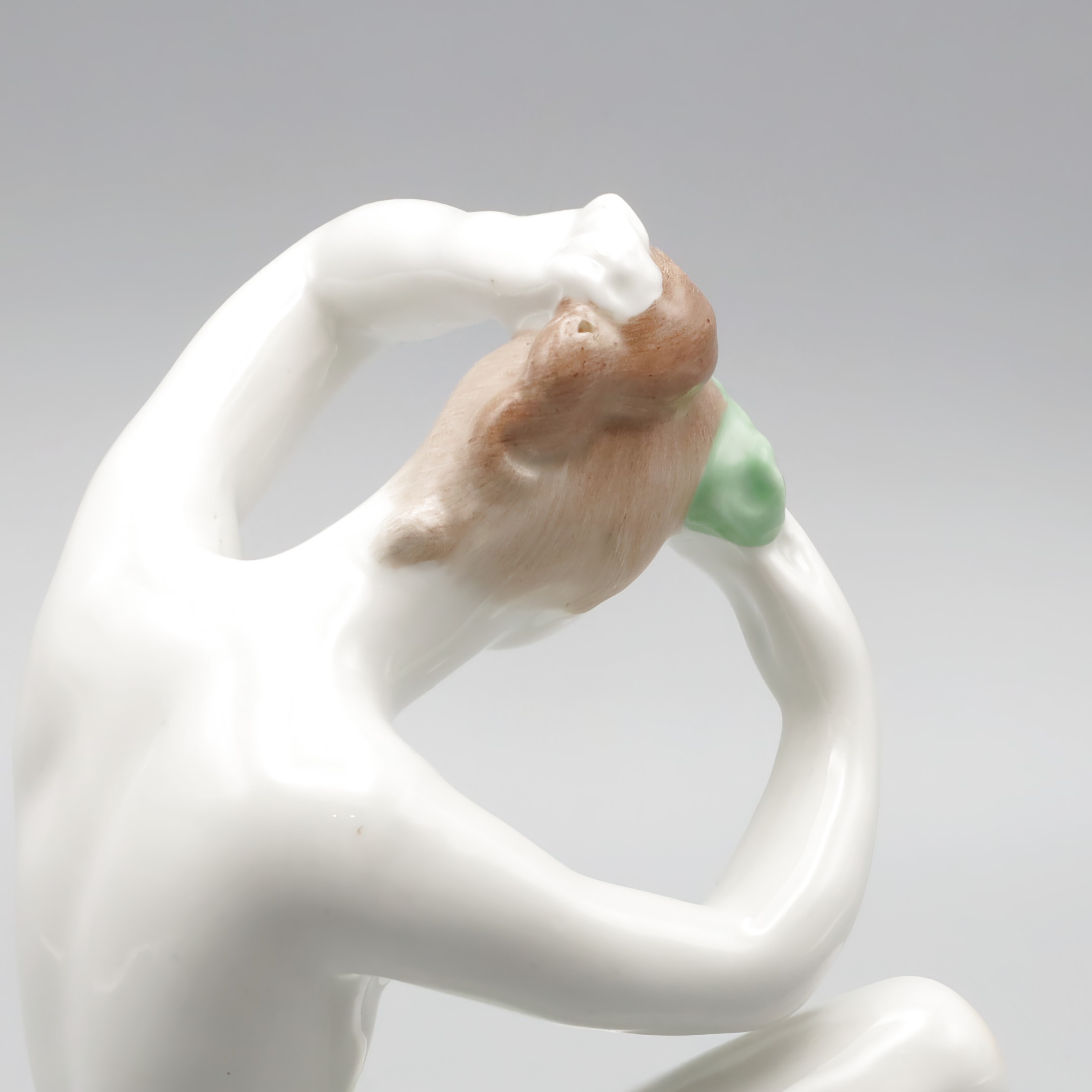 Thumbnail for Nude Lady Figurine - Ariadne Combing - Bathing Woman Vintage Aquincum Porcelain 1970s - Art Deco Porcelain Figurine