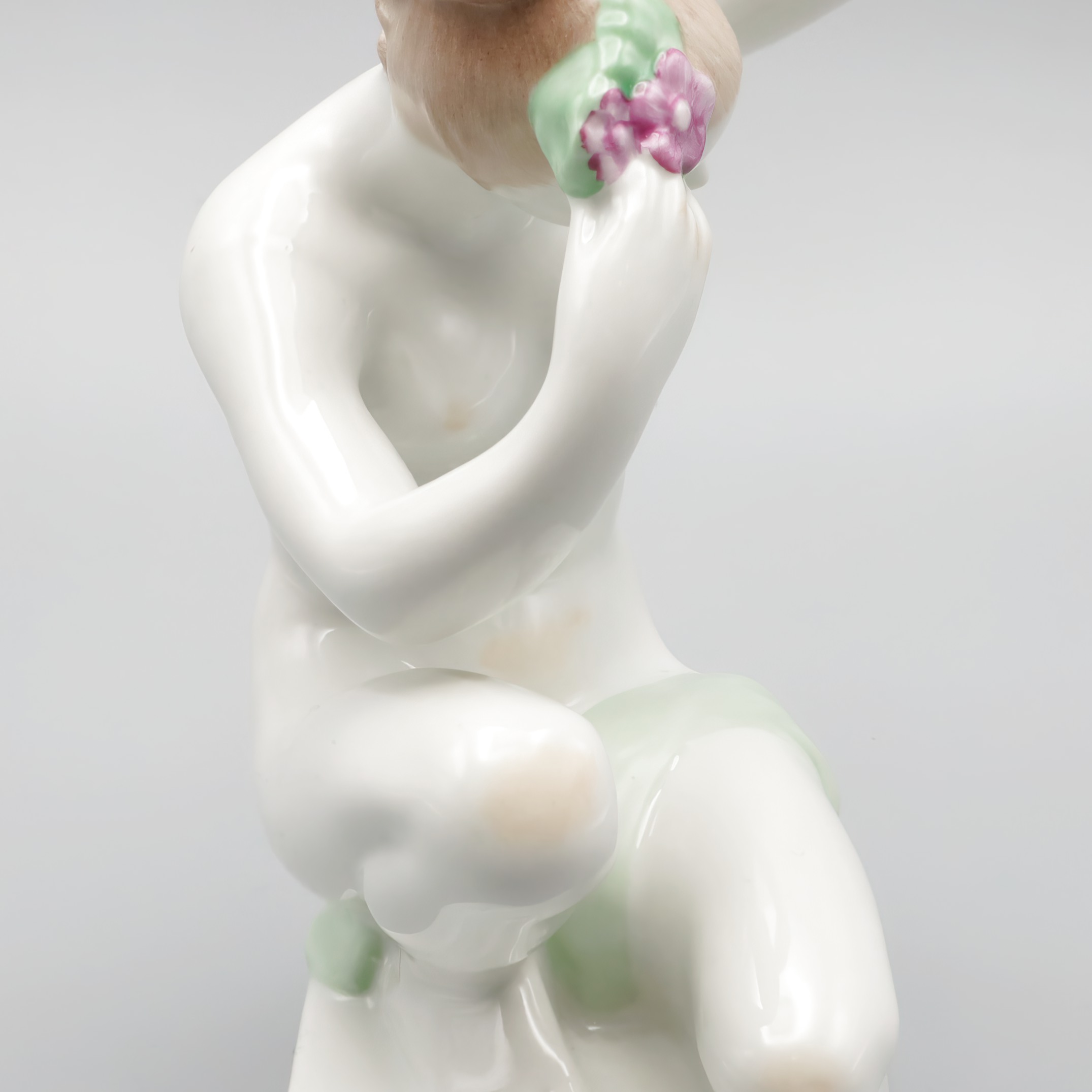 Thumbnail for Nude Lady Figurine - Ariadne Combing - Bathing Woman Vintage Aquincum Porcelain 1970s - Art Deco Porcelain Figurine
