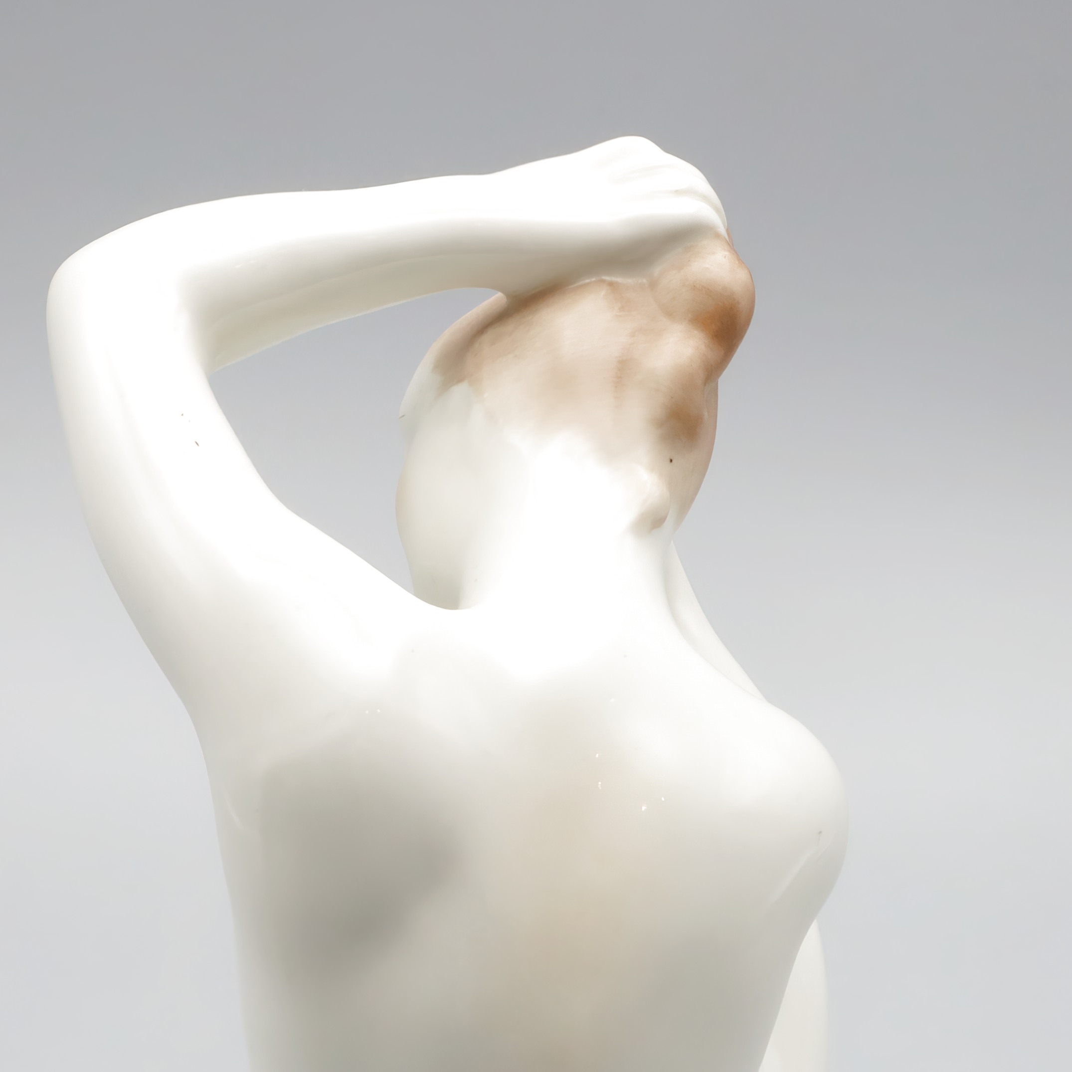 Nude Lady Figurine Detailed View Thumbnail for Nude Lady Figurine - Ariadne Combing - Dressing Woman Vintage Aquincum Porcelain 1970s - Collectible Porcelain Figurine - Mid-century Decor