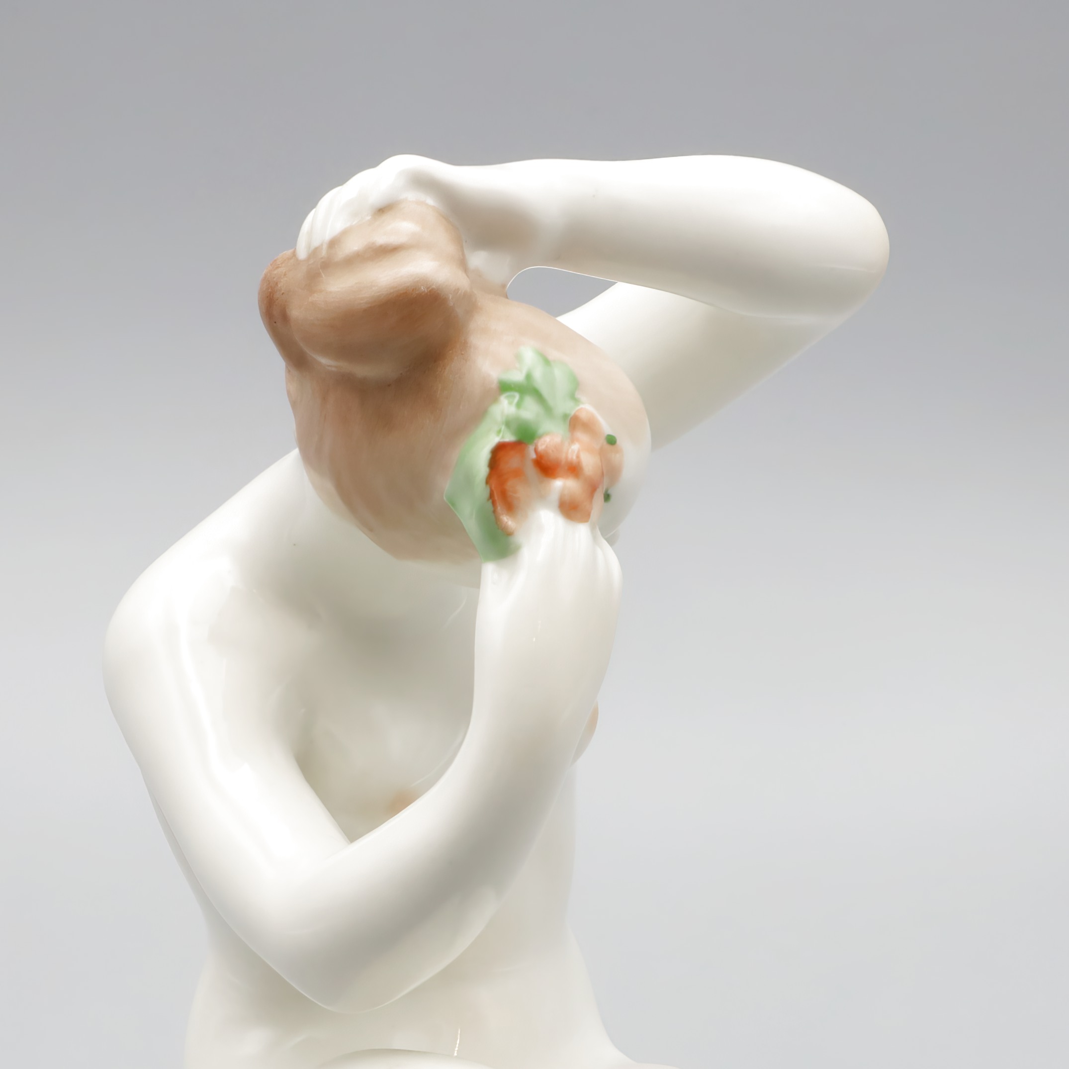 Nude Lady Figurine Detailed View Thumbnail for Nude Lady Figurine - Ariadne Combing - Dressing Woman Vintage Aquincum Porcelain 1970s - Collectible Porcelain Figurine - Mid-century Decor