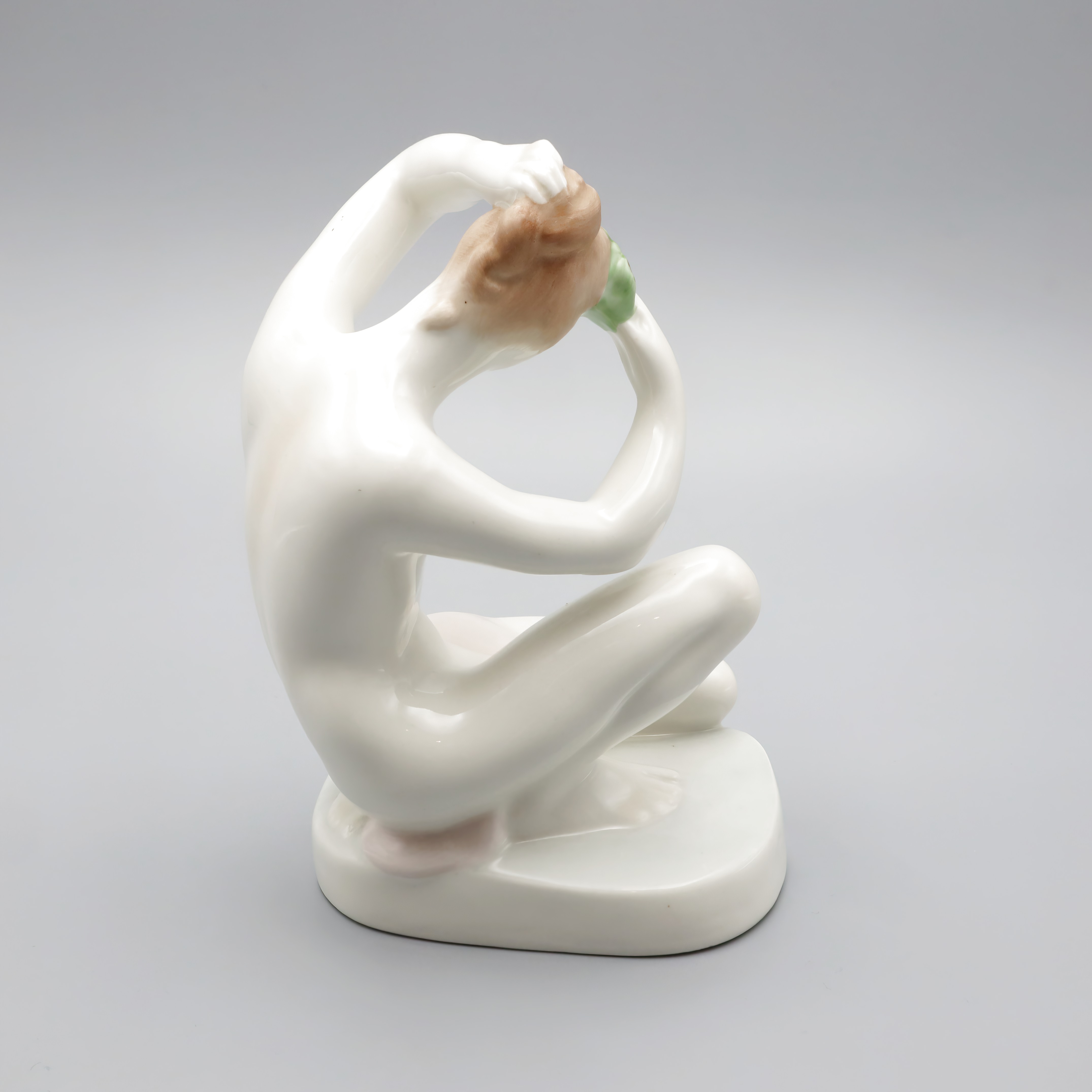 Porcelain Nude Lady Figurine Detailed View Thumbnail for Nude Lady Figurine - Ariadne Combing - Dressing Woman Vintage Aquincum Porcelain 1970s - Collectible Porcelain Figurine - Mid-century Decor