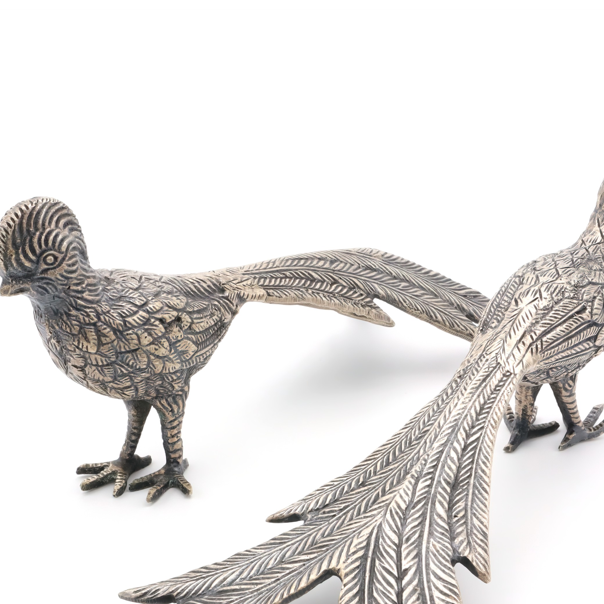 Vintage Metal Pheasant Figurines Detailed View Thumbnail for Vintage Metal Pheasant Figurines - Table Decoration - For Bird Lovers - Rustic Home Decor - Pair Of Pheasants - Animal Collectibles