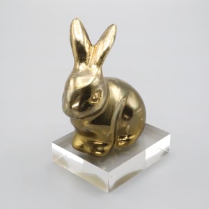 Polished Brass Rabbit Figurine - Vintage Bunny Decor - Brass Animal Statue - Easter Bunny Ornament - Mid Century Modern Brass Rabbit