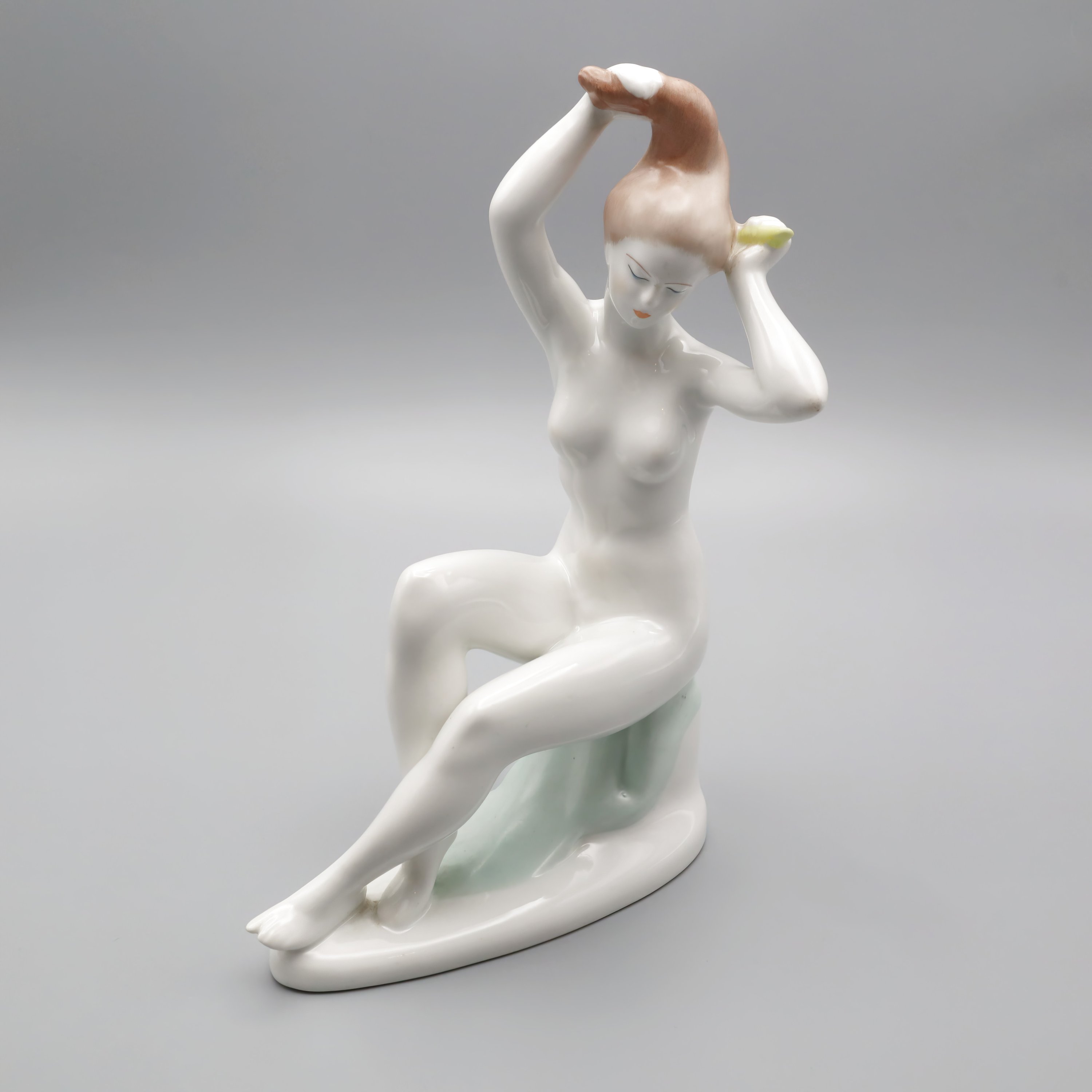 Retro Nude Figurine With Raised Arms - Vintage 1960s Porcelain Nude Lady Statue - Mid Century Modern Home Decor - Retro Glamour Figurine