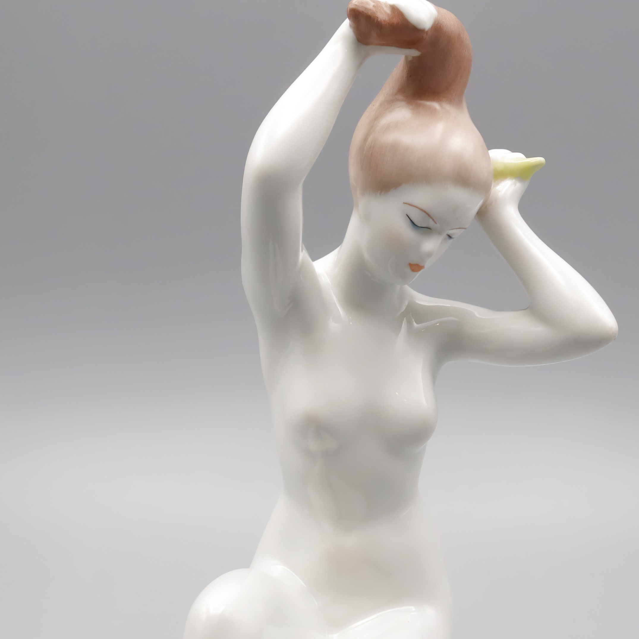 Retro Nude Figurine With Raised Arms - Vintage 1960s Porcelain Nude Lady Statue - Mid Century Modern Home Decor - Retro Glamour Figurine