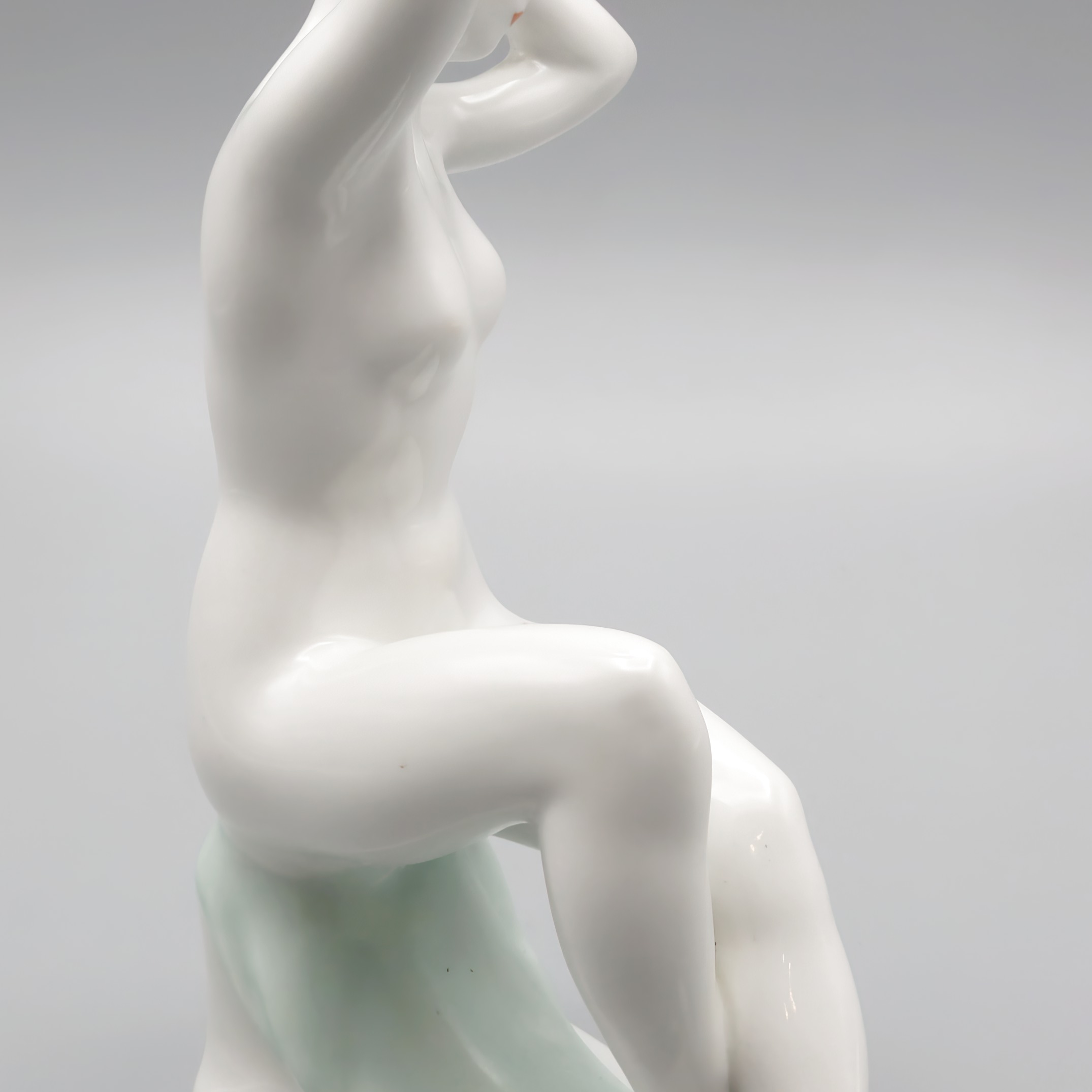 Retro Nude Figurine With Raised Arms - Vintage 1960s Porcelain Nude Lady Statue - Mid Century Modern Home Decor - Retro Glamour Figurine