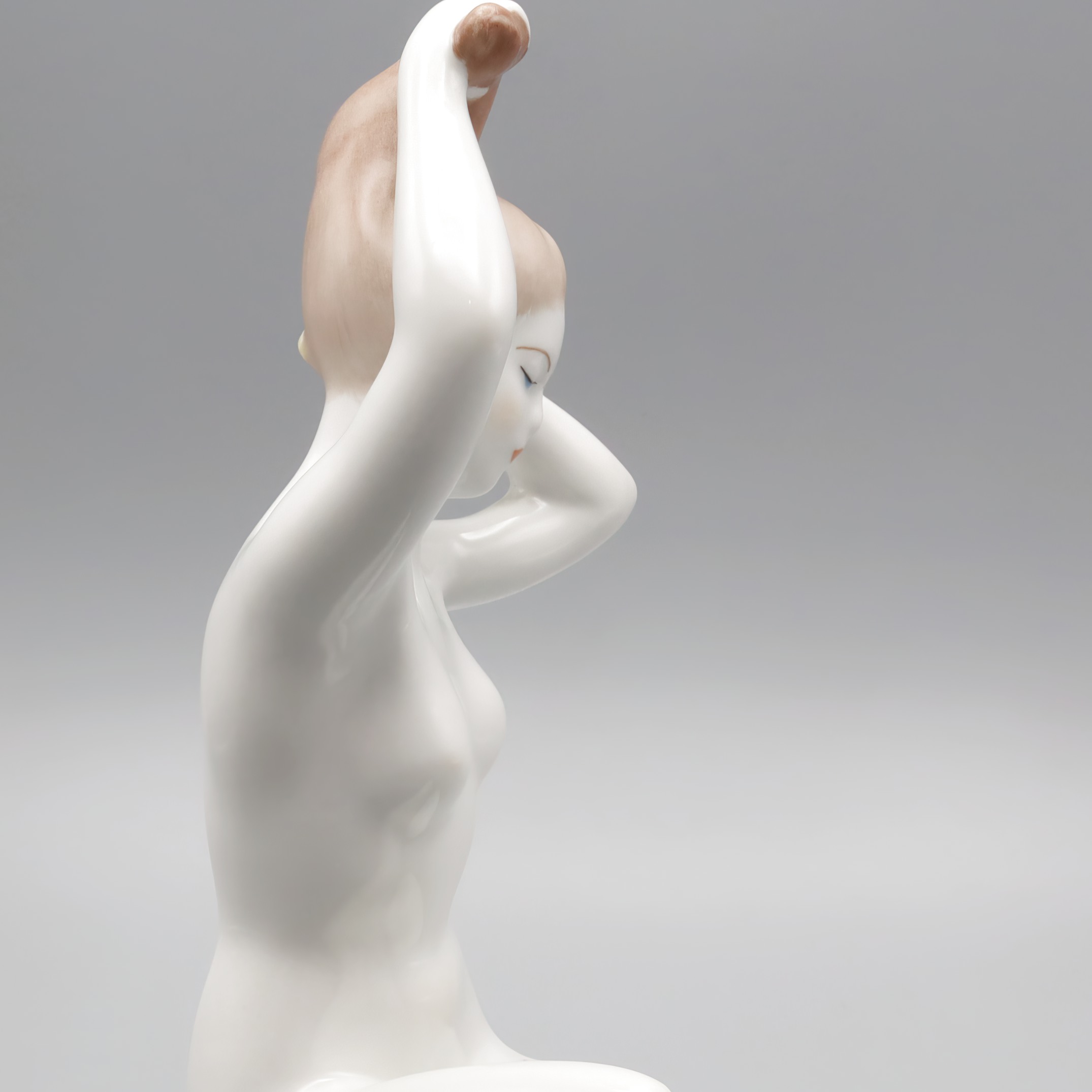 Retro Nude Figurine With Raised Arms - Vintage 1960s Porcelain Nude Lady Statue - Mid Century Modern Home Decor - Retro Glamour Figurine