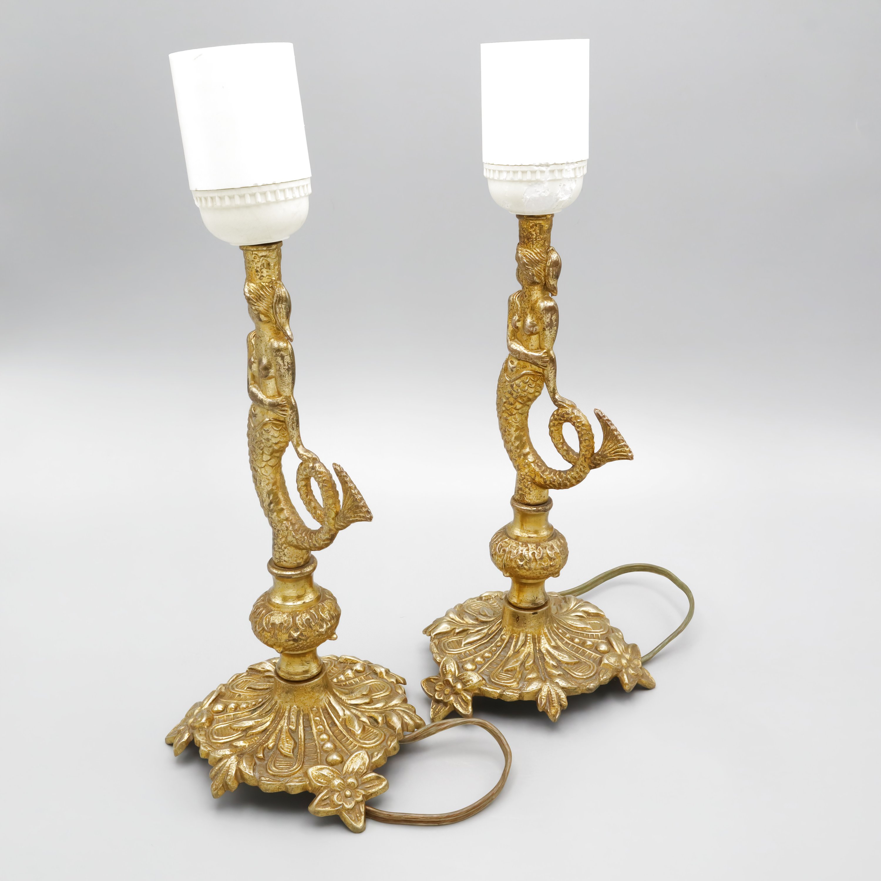 Vintage Bronze Lamp - Solid Bronze Pair Of Sirens Vintage 1950s - Mid Century Lighting - Retro Home Decor - Antique Style Lamp