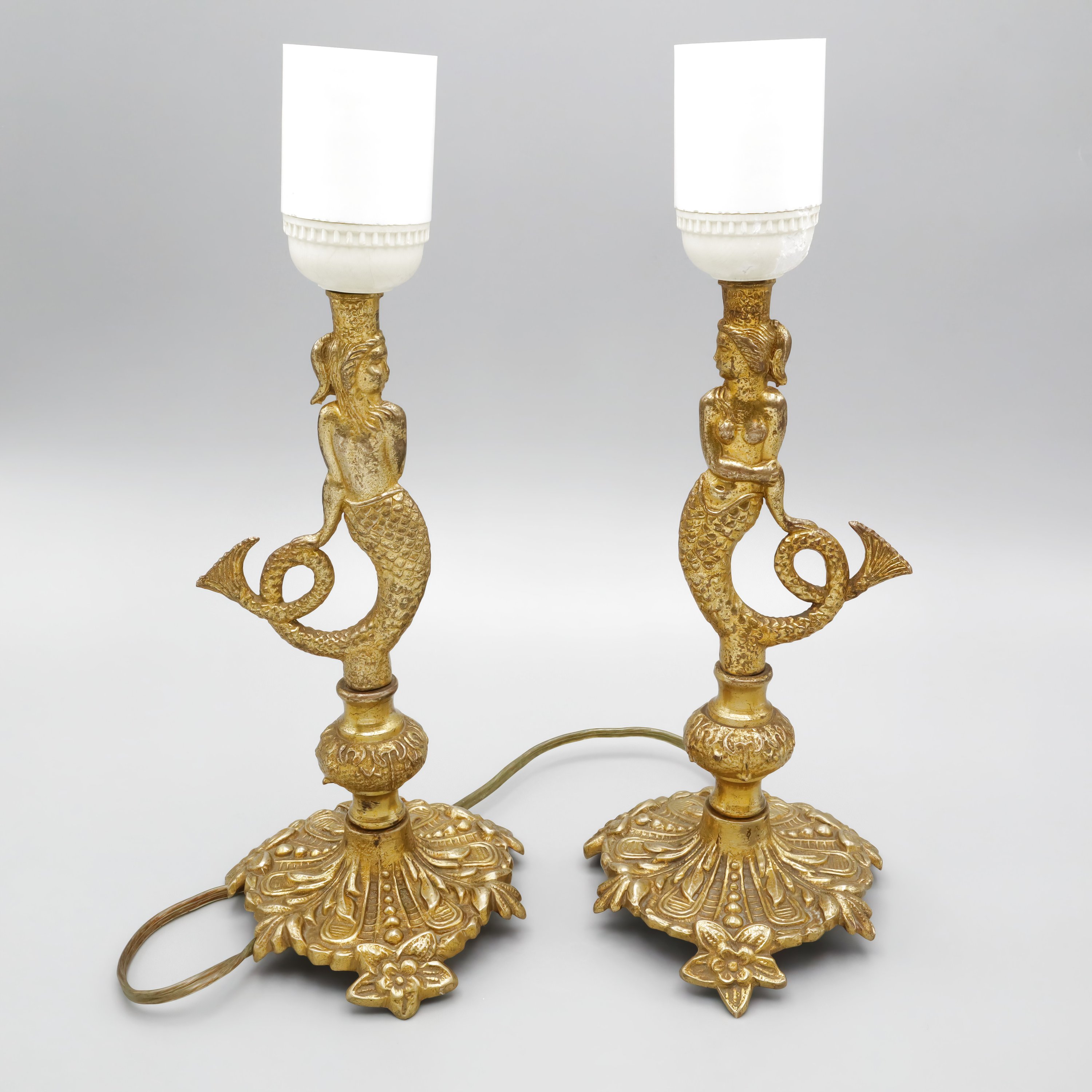 Vintage Bronze Lamp - Solid Bronze Pair Of Sirens Vintage 1950s - Mid Century Lighting - Retro Home Decor - Antique Style Lamp