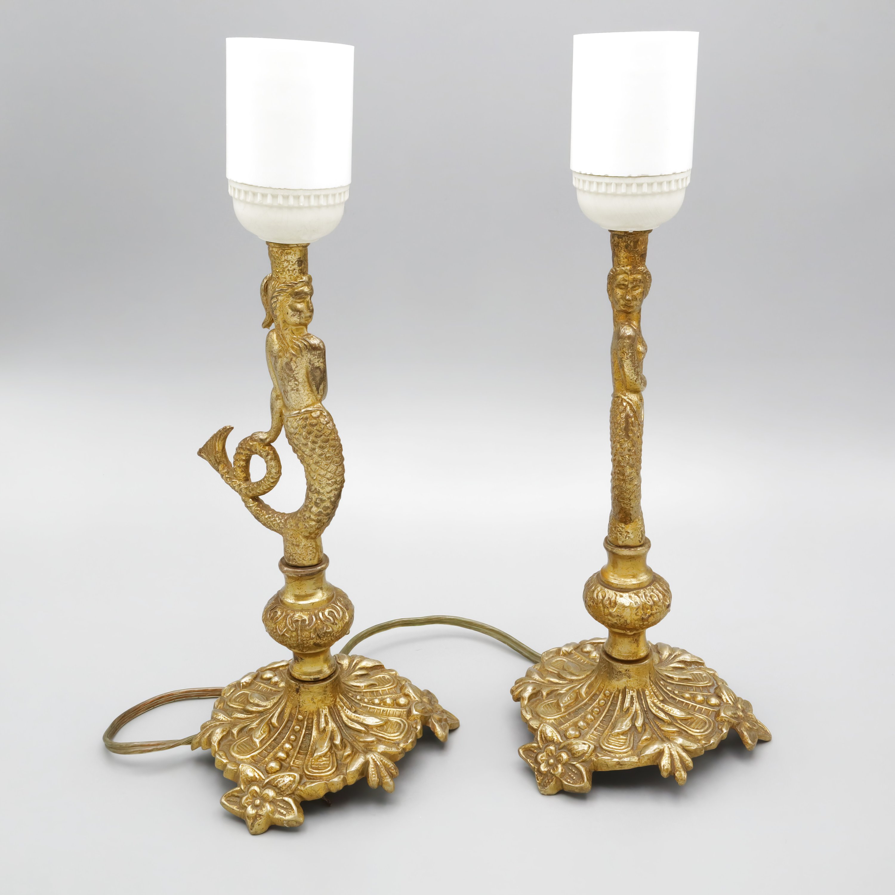 Vintage Bronze Lamp - Solid Bronze Pair Of Sirens Vintage 1950s - Mid Century Lighting - Retro Home Decor - Antique Style Lamp
