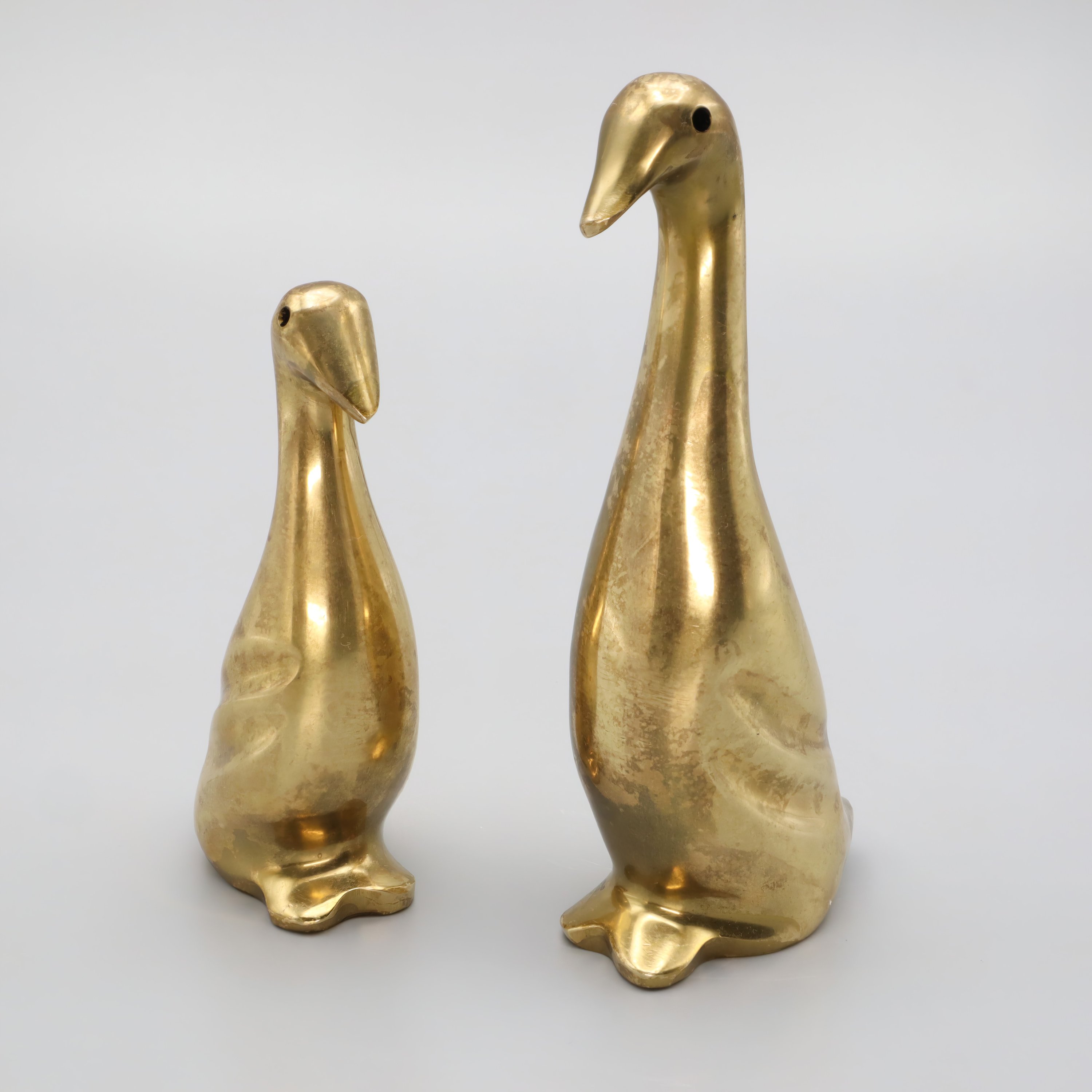 Vintage Solid Brass Geese Figurines - Set Of 2 - Spanish Art Deco - Brass Bird Sculptures - Mid Century Home Decor - Retro Collectibles