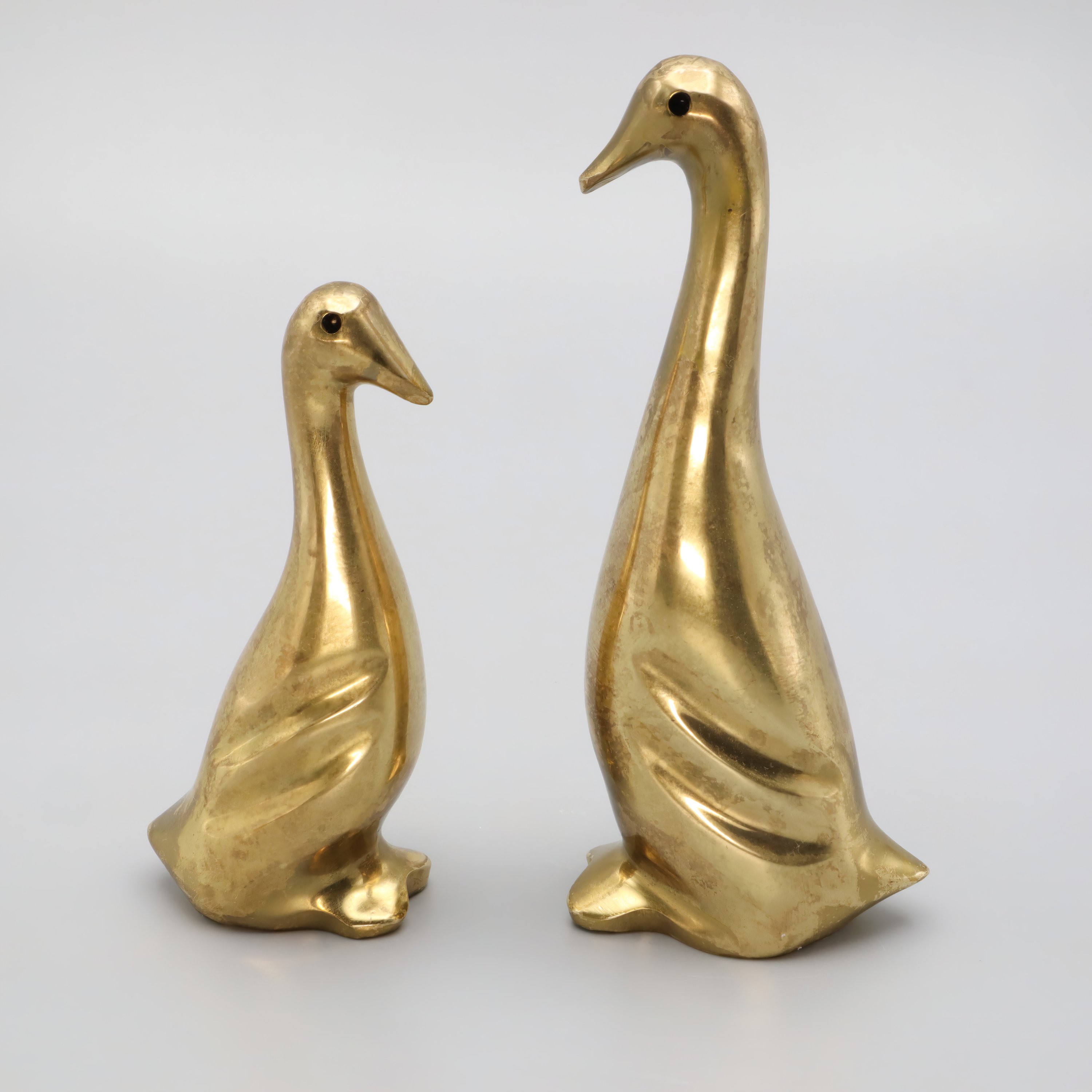 Vintage Solid Brass Geese Figurines - Set Of 2 - Spanish Art Deco - Brass Bird Sculptures - Mid Century Home Decor - Retro Collectibles