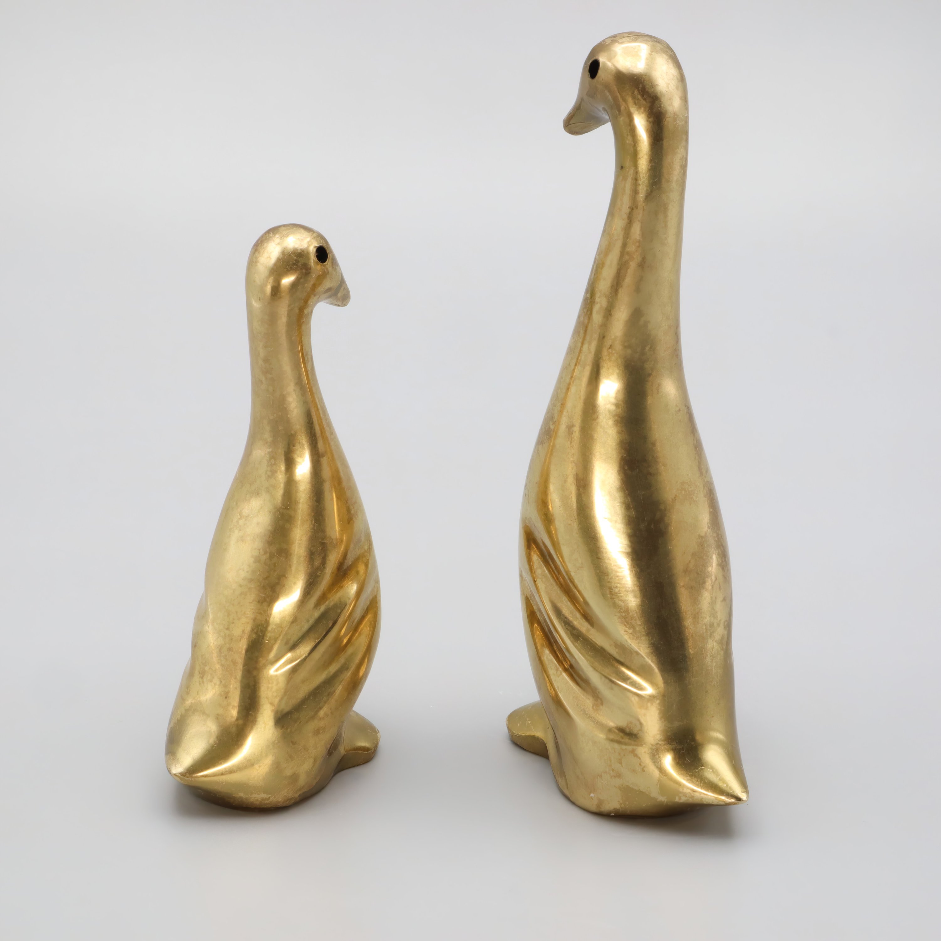Vintage Solid Brass Geese Figurines - Set Of 2 - Spanish Art Deco - Brass Bird Sculptures - Mid Century Home Decor - Retro Collectibles
