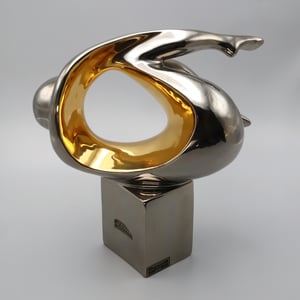 Art Deco Figurine - Porcelain Figurine - Gold Platinum Plated - Modernist Woman - Vintage Home Decor - Collectible Art Deco Statue