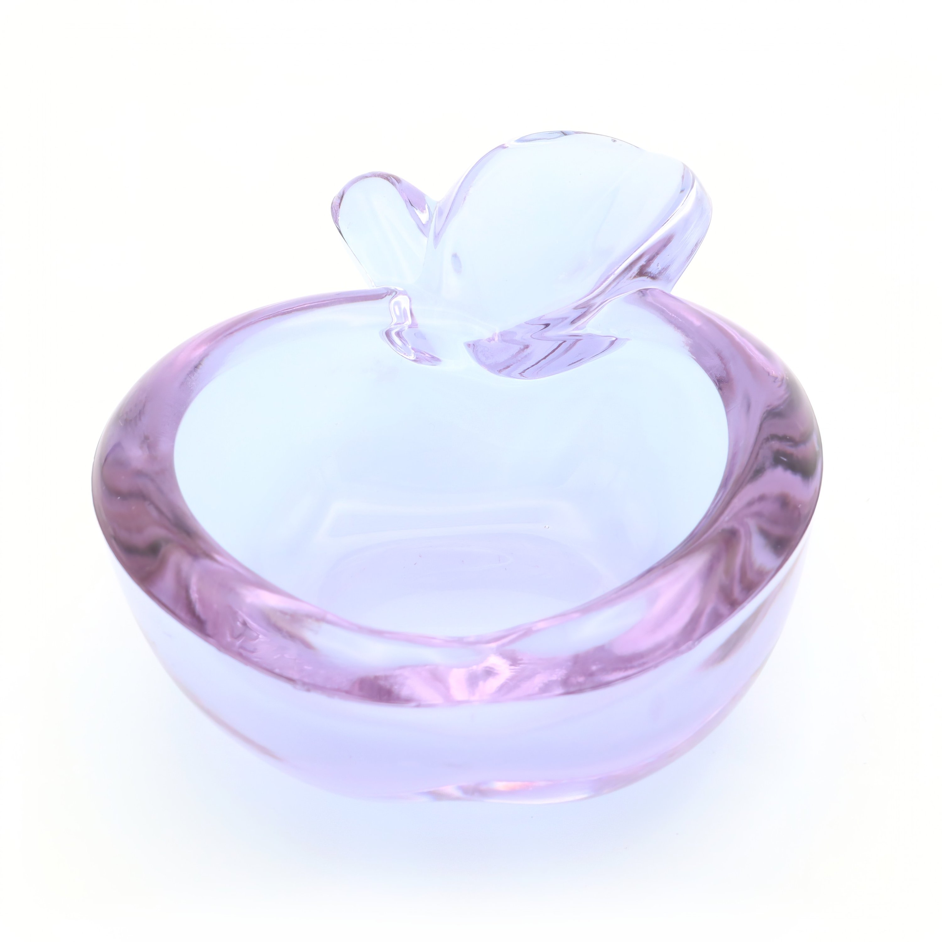 Murano Glass Ash Tray Apple - Blown Crystal Trinket Tray - Vintage Home Décor - Handmade Italian Art Glass - Mid Century Modern Glass Bowl