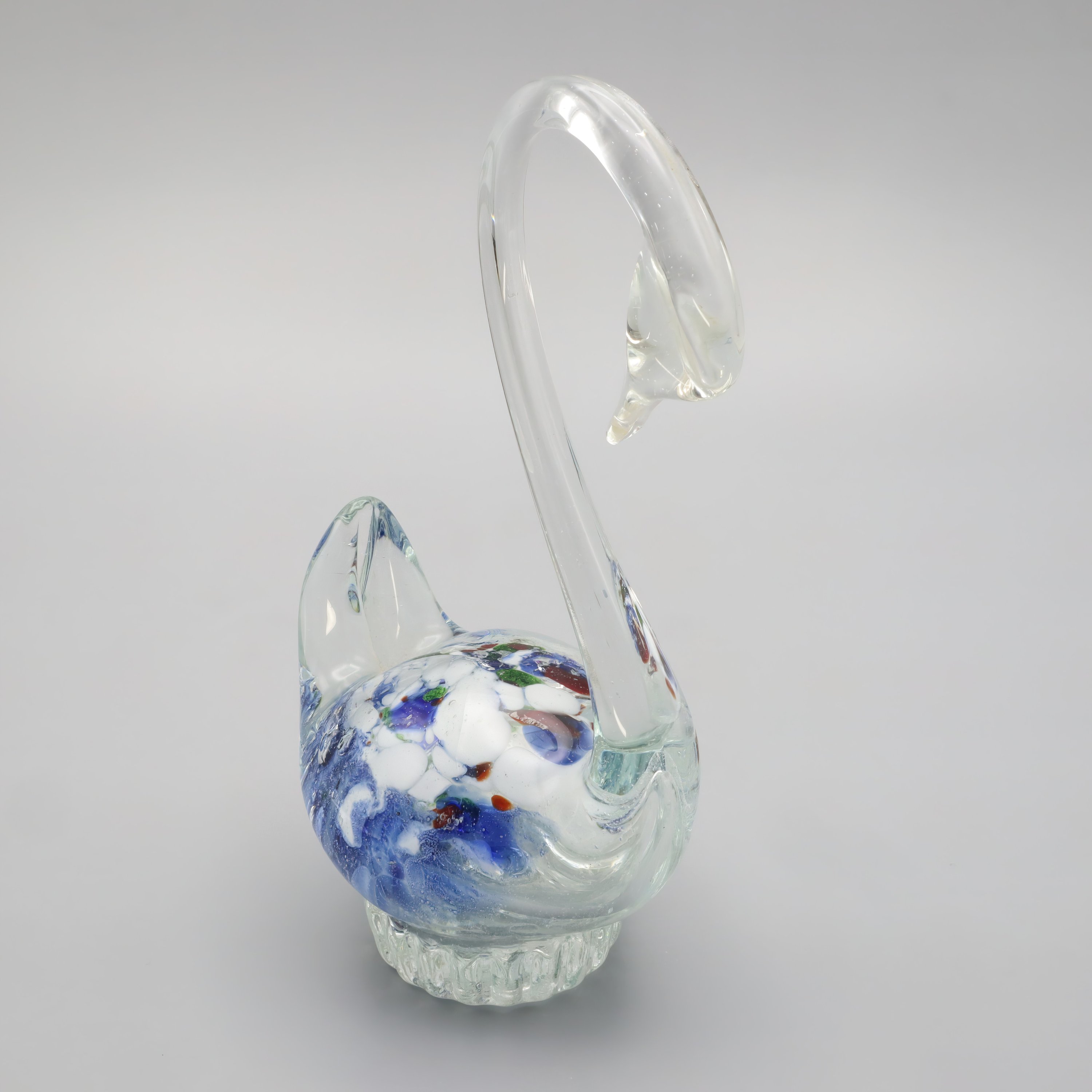 Murano Glass Blown Crystal Swan - Large Bird Figurine - Venetian Art Glass Decor - Vintage Glass Figurine - Handcrafted Italian Collectible