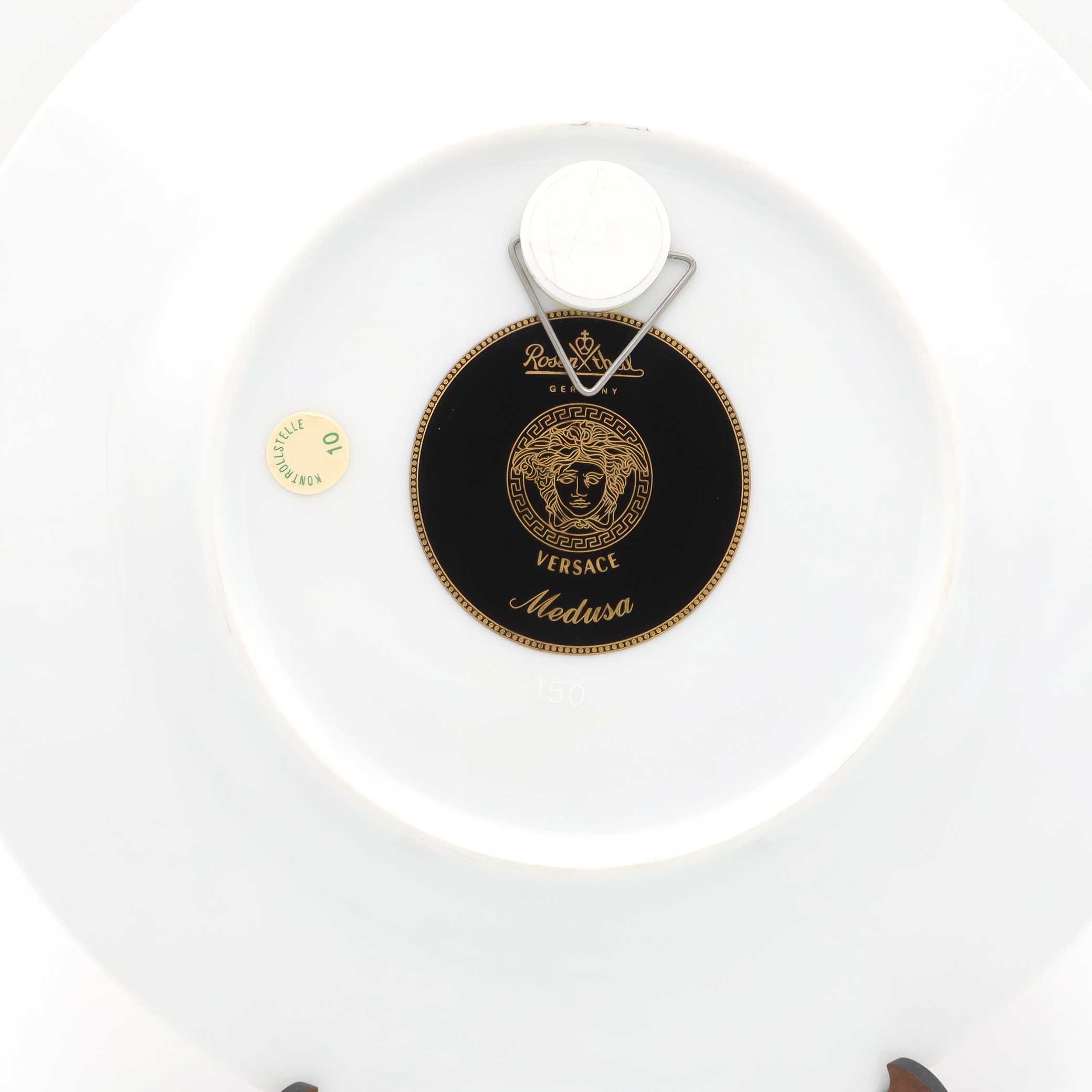Versace Decor Plate by Rosenthal Medusa Collection Bottom Detailed View Thumbnail for Versace Decor Plate By Rosenthal - Vintage Porcelain Plate - Luxury Home Decor - Collectible Wall Art - Designer Tableware