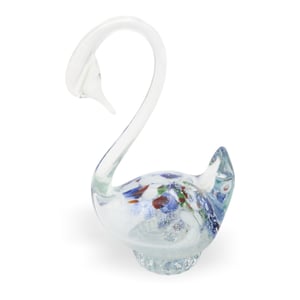 Murano Glass Blown Crystal Swan - Large Bird Figurine - Venetian Art Glass Decor - Vintage Glass Figurine - Handcrafted Italian Collectible