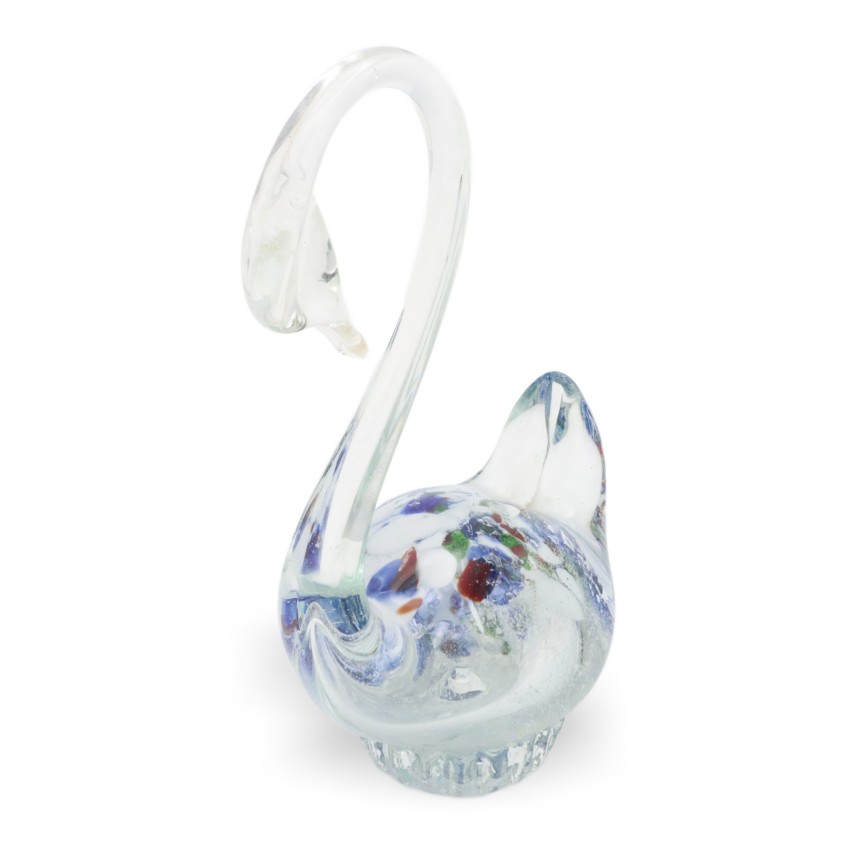 Murano Glass Blown Crystal Swan - Large Bird Figurine - Venetian Art Glass Decor - Vintage Glass Figurine - Handcrafted Italian Collectible