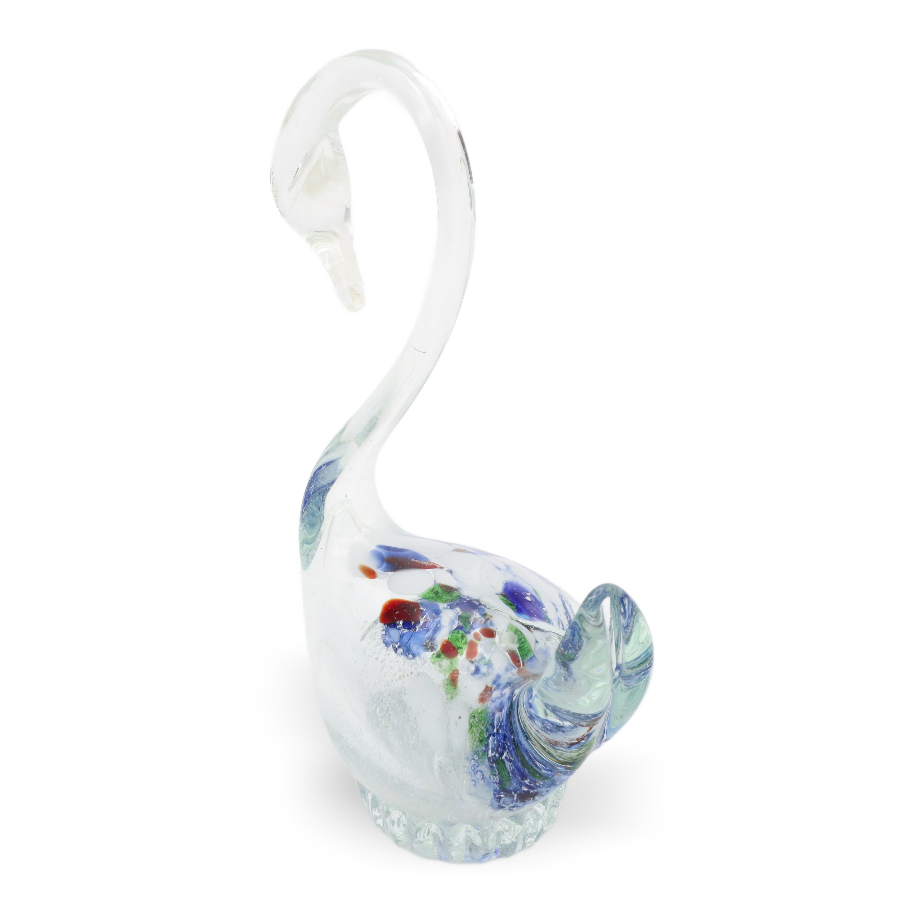 Murano Glass Blown Crystal Swan - Large Bird Figurine - Venetian Art Glass Decor - Vintage Glass Figurine - Handcrafted Italian Collectible