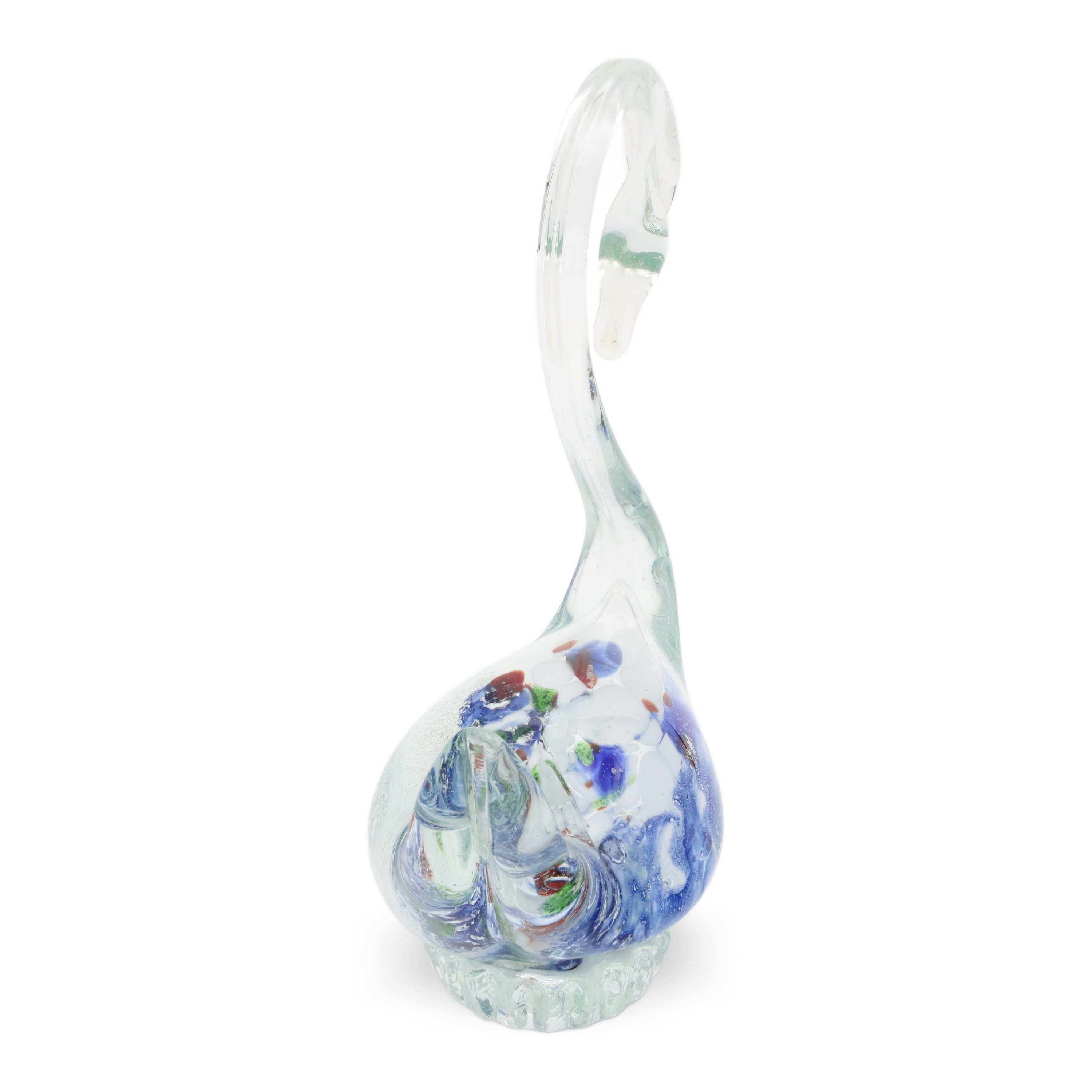 Murano Glass Blown Crystal Swan - Large Bird Figurine - Venetian Art Glass Decor - Vintage Glass Figurine - Handcrafted Italian Collectible