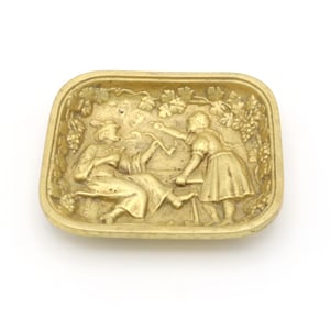 Antique Brass Valet Tray - Folk Motif - Vintage Catchall Tray - Decorative Brass Tray - Jewelry Holder - Mid Century Home Decor - Boho Brass Tray