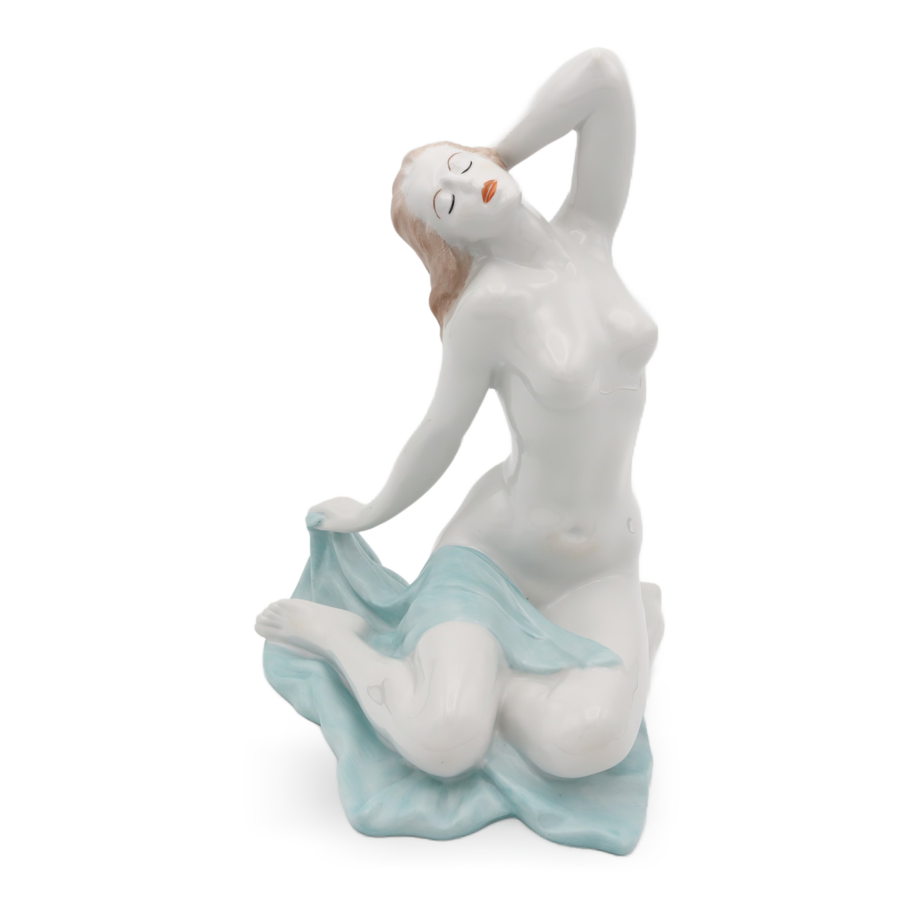 Aquincum Elegant Nude Woman – Art Deco Porcelain Statue - Hungarian Figure - Vintage Ceramic Figurine - 1970s Rare Collectible