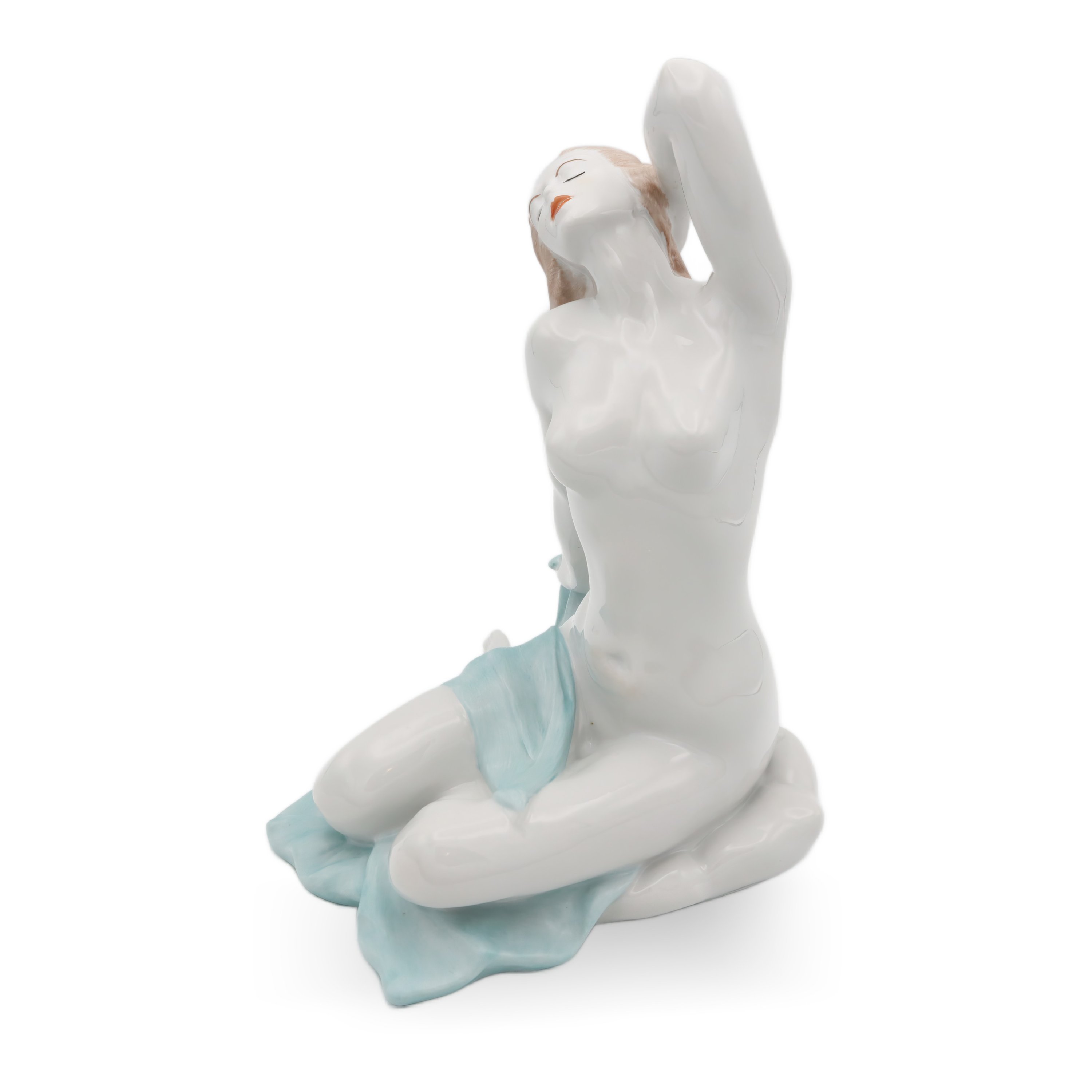 Thumbnail for Aquincum Elegant Nude Woman – Art Deco Porcelain Statue - Hungarian Figure - Vintage Ceramic Figurine - 1970s Rare Collectible