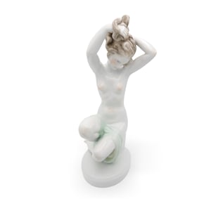 Herend Bathing Woman - Porcelain Art Deco Nude Statue - Vintage Figurine - Collectible Sculpture - Hungarian Porcelain - Home Decor