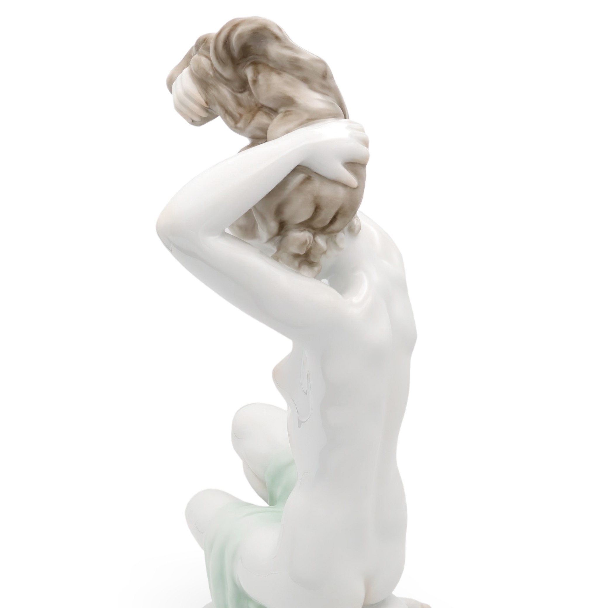 Herend Bathing Woman Porcelain Figurine Detailed View Thumbnail for Herend Bathing Woman - Porcelain Art Deco Nude Statue - Vintage Figurine - Collectible Sculpture - Hungarian Porcelain - Home Decor