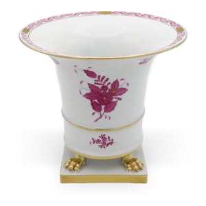 Herend Chinese Bouquet Purpur Large Urn Vase - Hand Painted - Vintage Herend Hungary - Porcelain Centerpiece - Rare Collector Piece