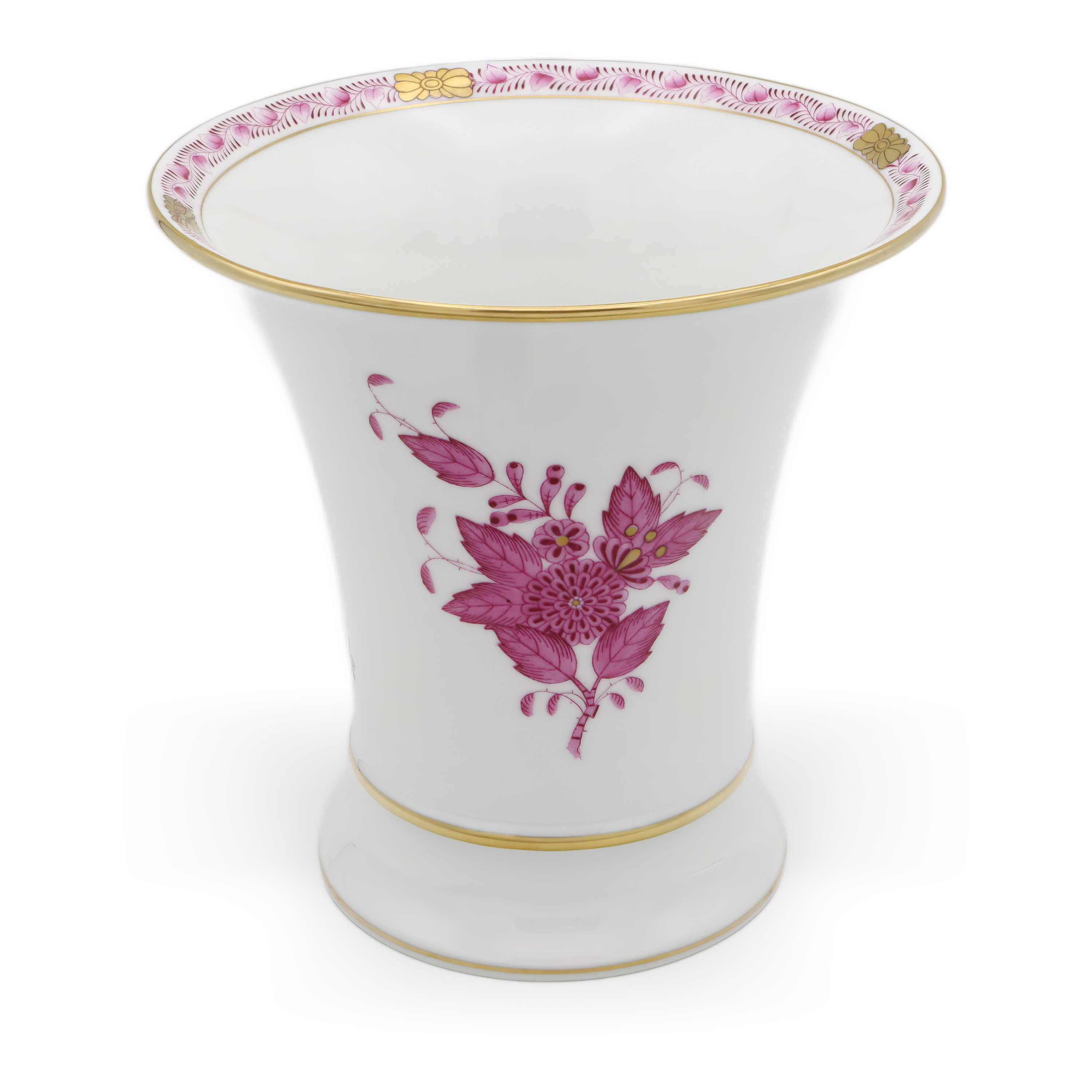Herend Chinese Bouquet Purpur Urn Vase - Vintage Porcelain - Hand Painted Hungary - Rare Flower Pattern - Antique Mantel Decor