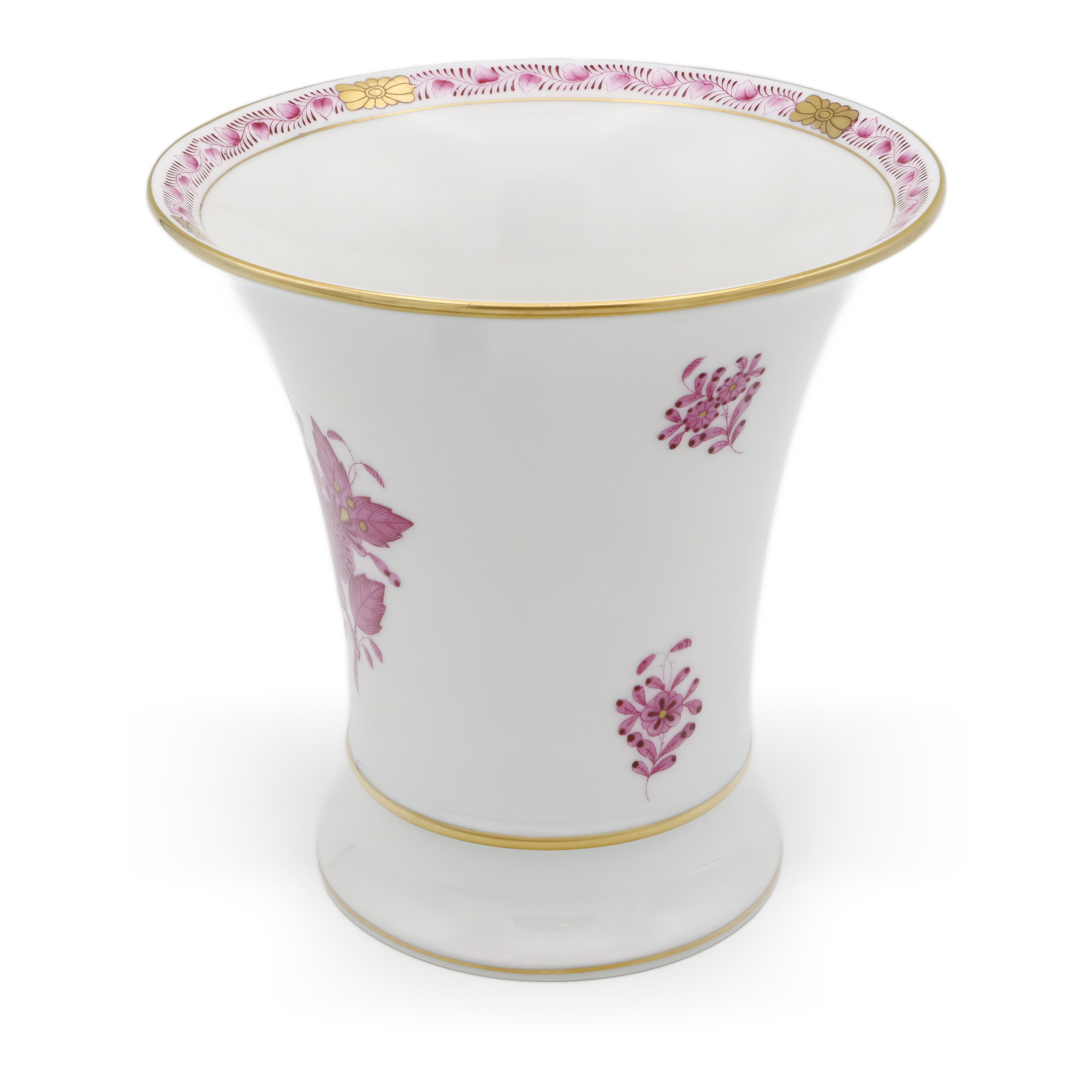 Thumbnail for Herend Chinese Bouquet Purpur Urn Vase - Vintage Porcelain - Hand Painted Hungary - Rare Flower Pattern - Antique Mantel Decor