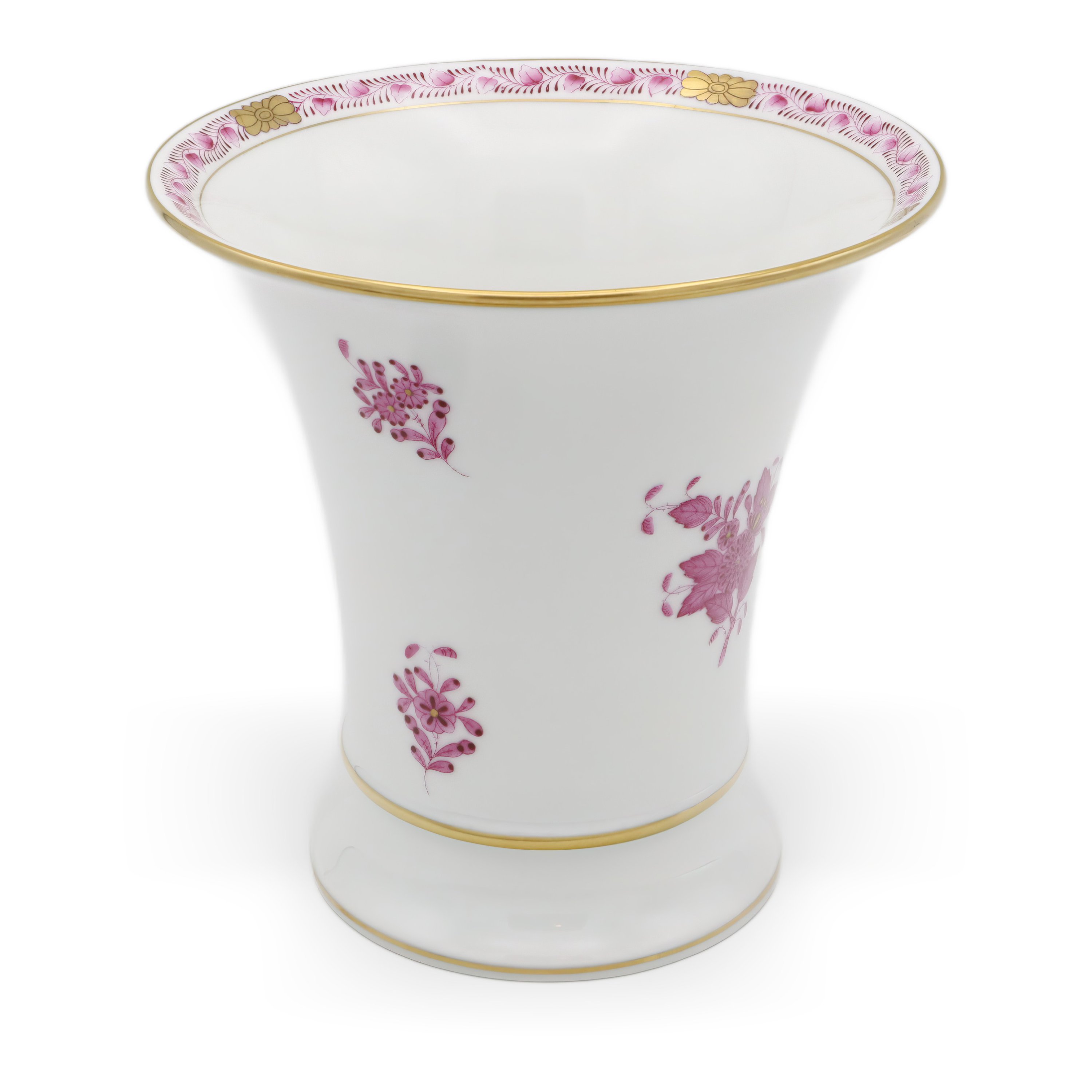 Thumbnail for Herend Chinese Bouquet Purpur Urn Vase - Vintage Porcelain - Hand Painted Hungary - Rare Flower Pattern - Antique Mantel Decor