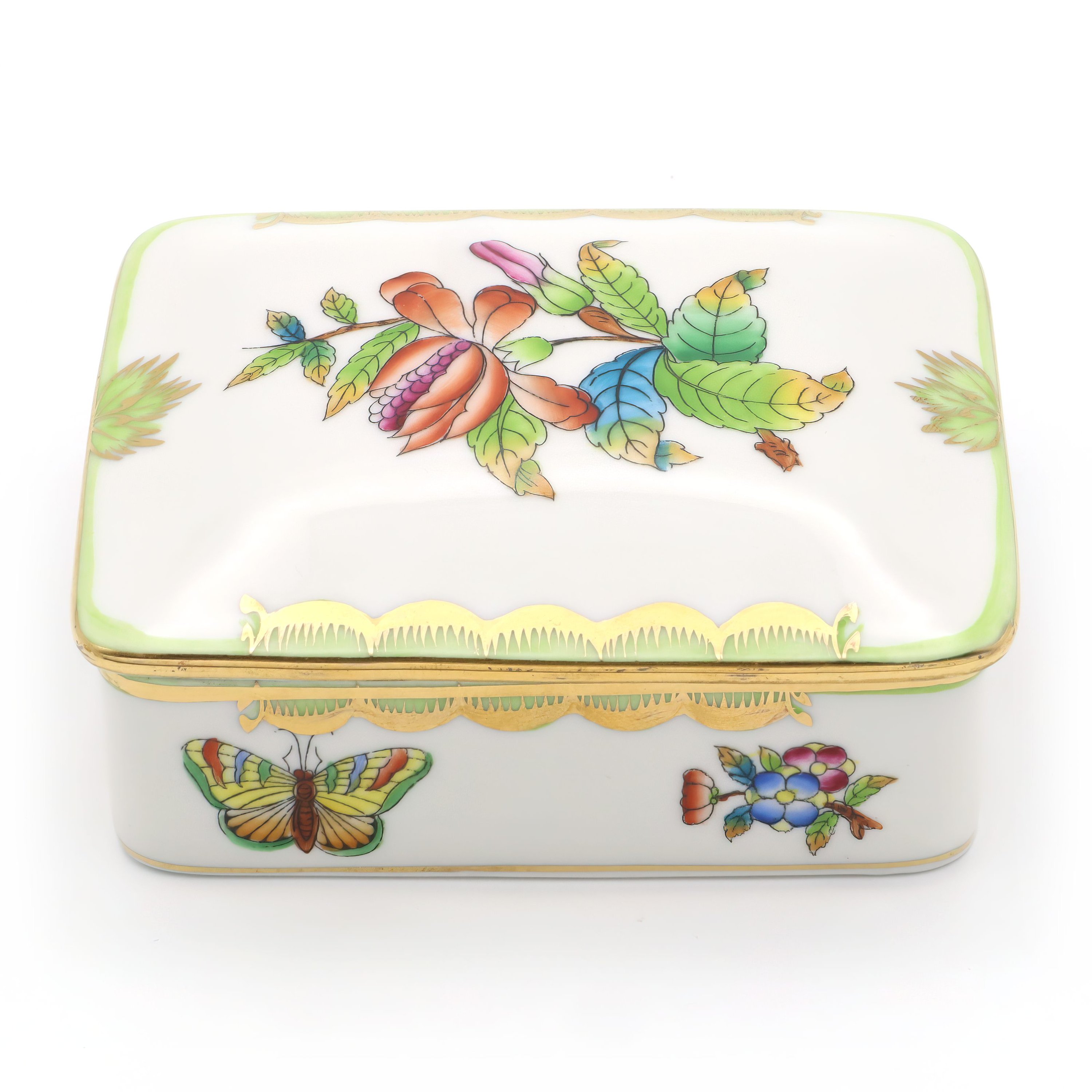 Herend Large Queen Victoria Trinket Box - Porcelain Jewelry Box