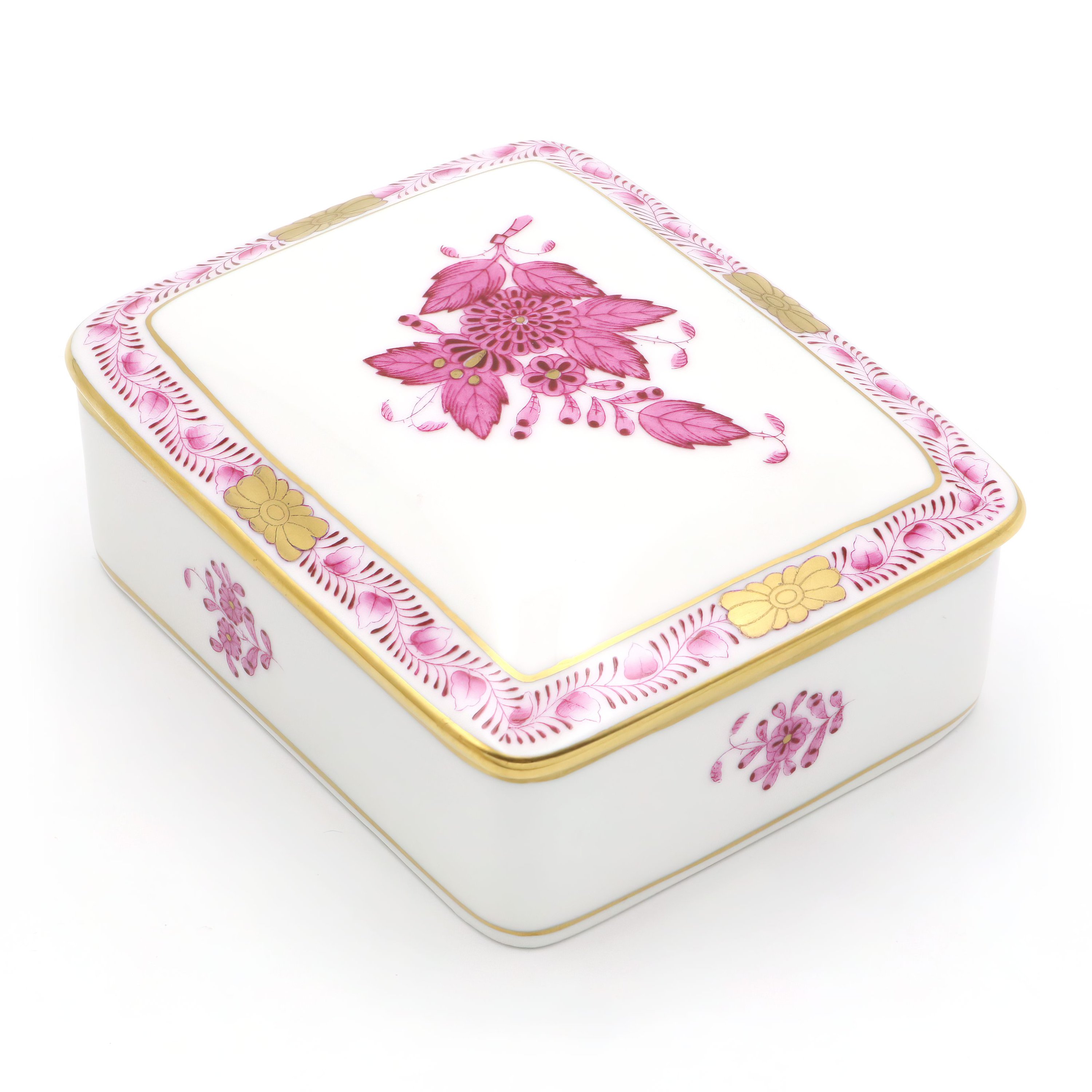 Thumbnail for Herend Purpur Chinese Bouquet Large Jewelry Box - Porcelain Trinket Box - Hungarian Hand Painted - Vintage Herend Gift