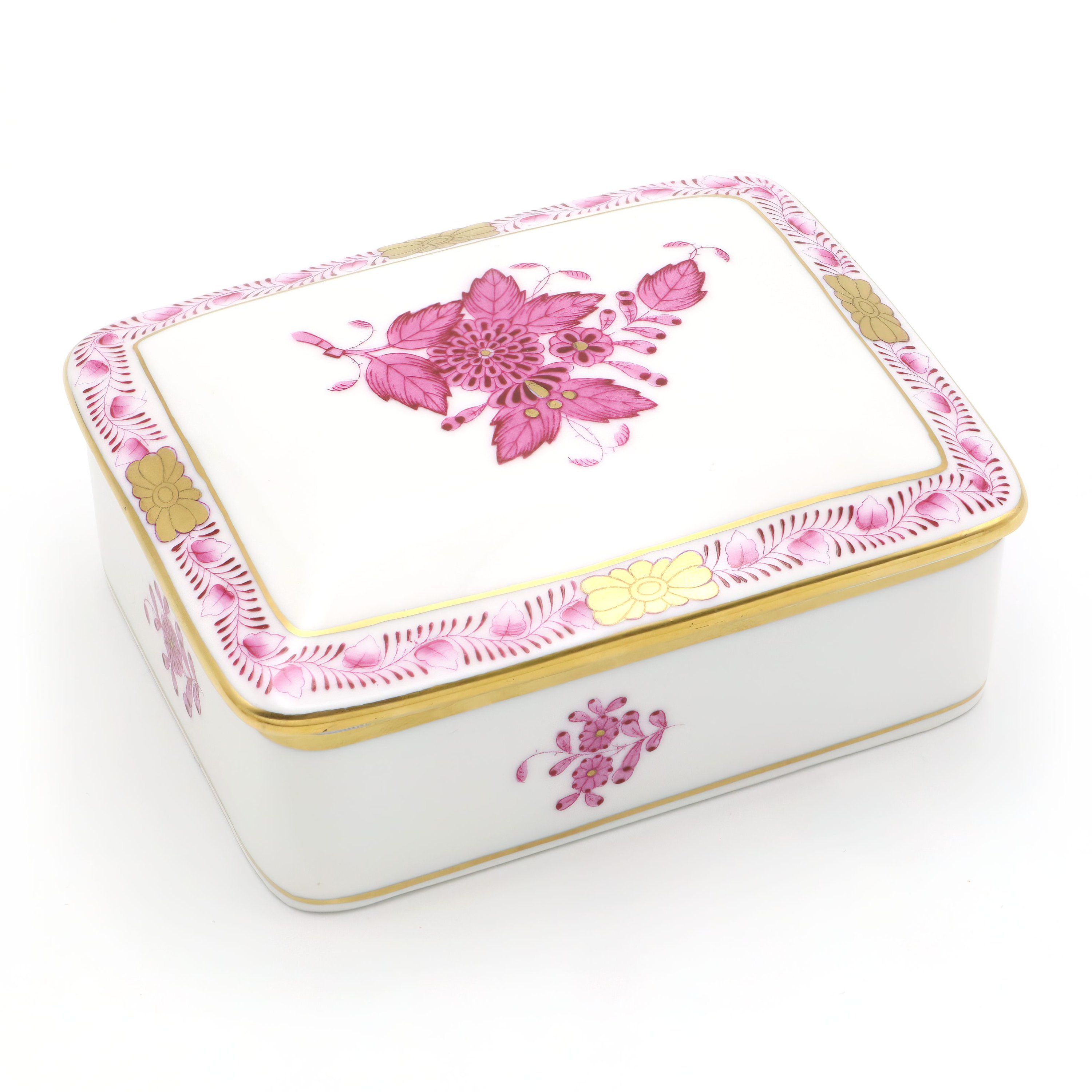 Thumbnail for Herend Purpur Chinese Bouquet Large Jewelry Box - Porcelain Trinket Box - Hungarian Hand Painted - Vintage Herend Gift