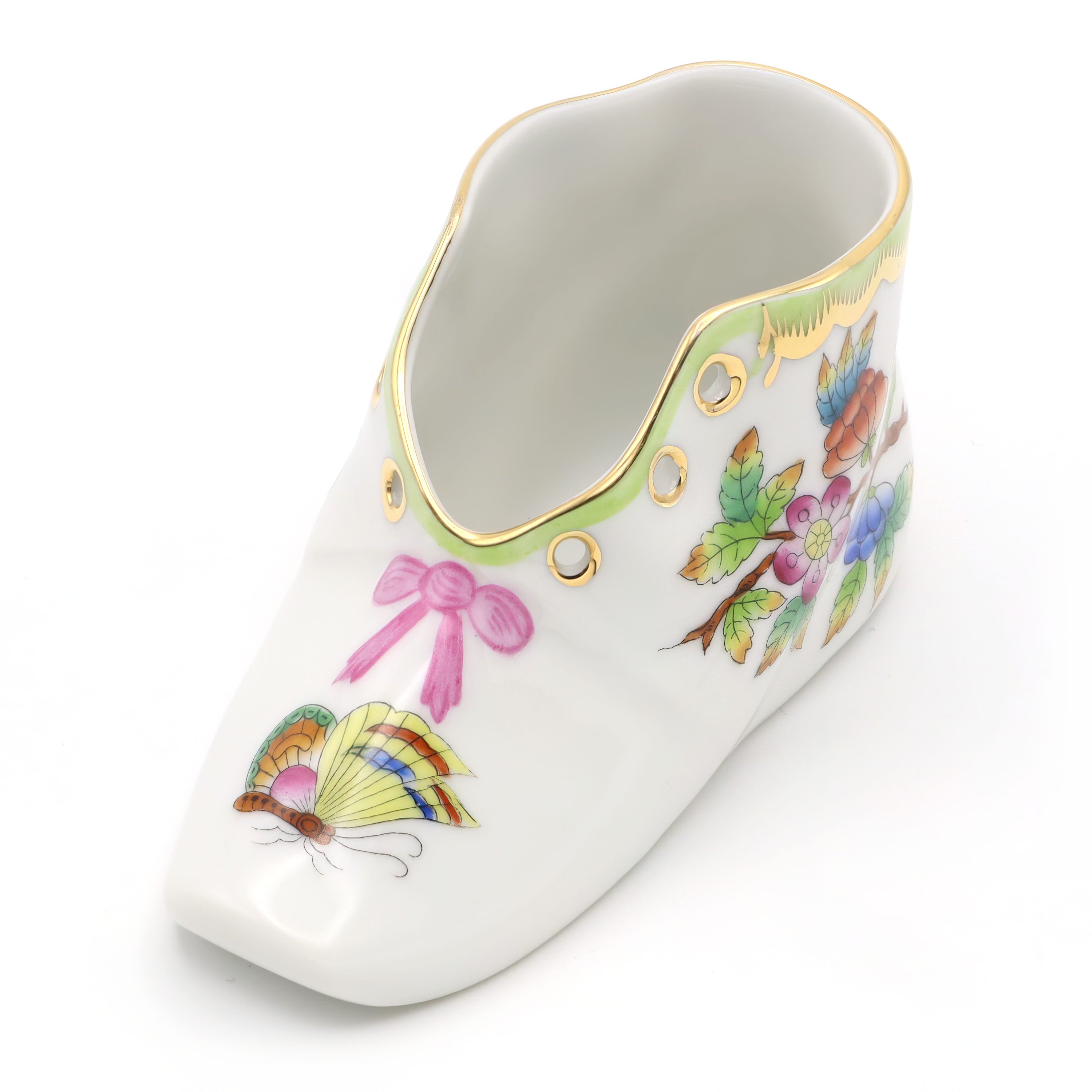 Herend Queen Victoria Baby Shoe - Porcelain Shoe Figurine - Hand Painted - Hungarian Porcelain - Collectible Gift - Nursery Decor