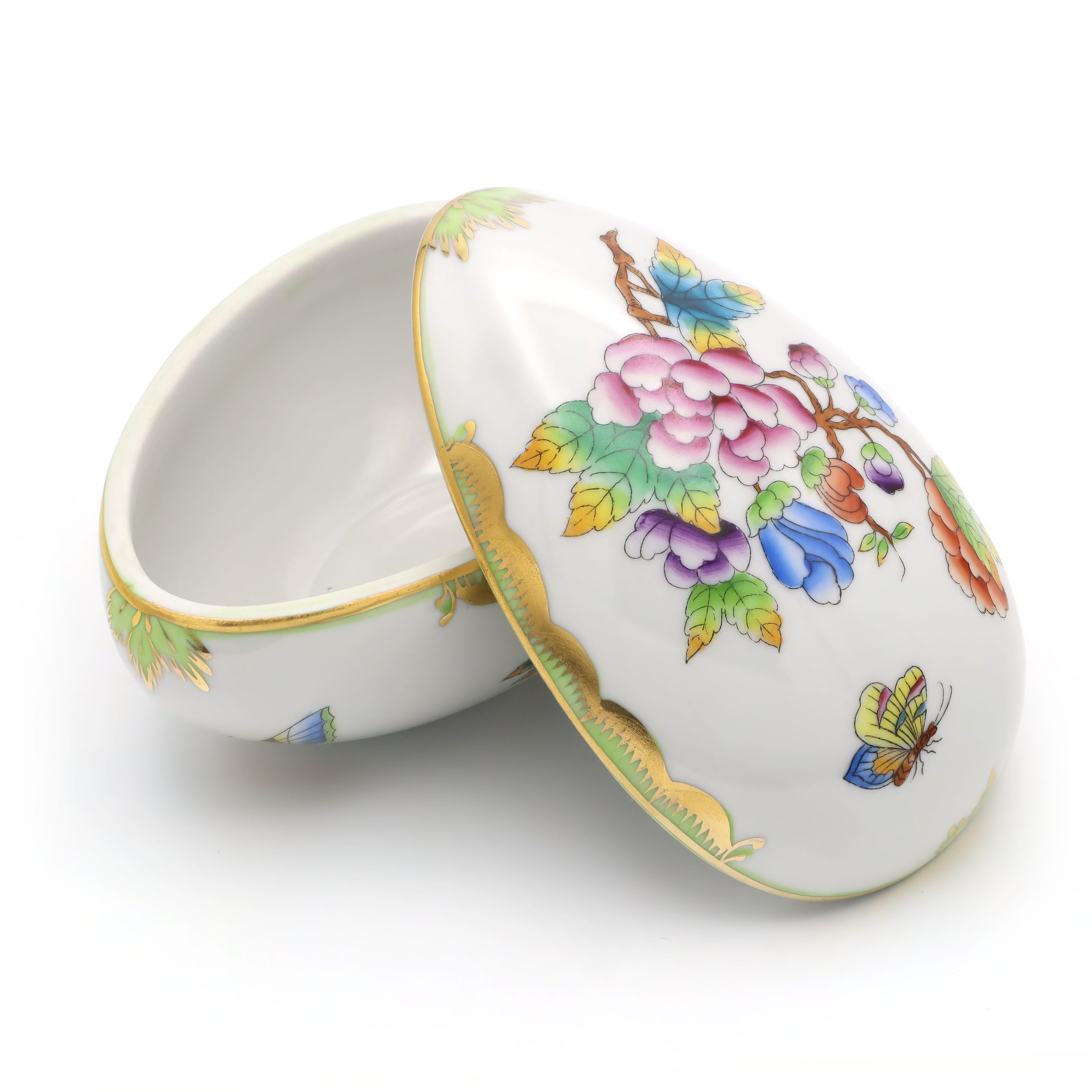 Herend Queen Victoria Egg Trinket Box - Hand Painted Rare Hungarian Porcelain