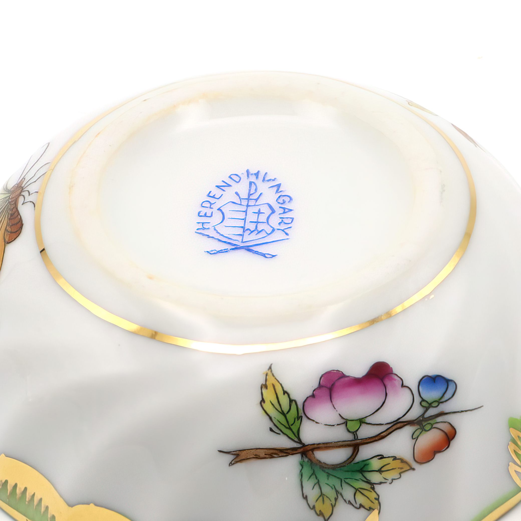 Herend Queen Victoria Trinket Box Base Detailed View Thumbnail for Herend Queen Victoria Trinket Box - Small Round Jewelry Box - Porcelain Keepsake - Hand Painted Vanity Decor - Vintage Gift