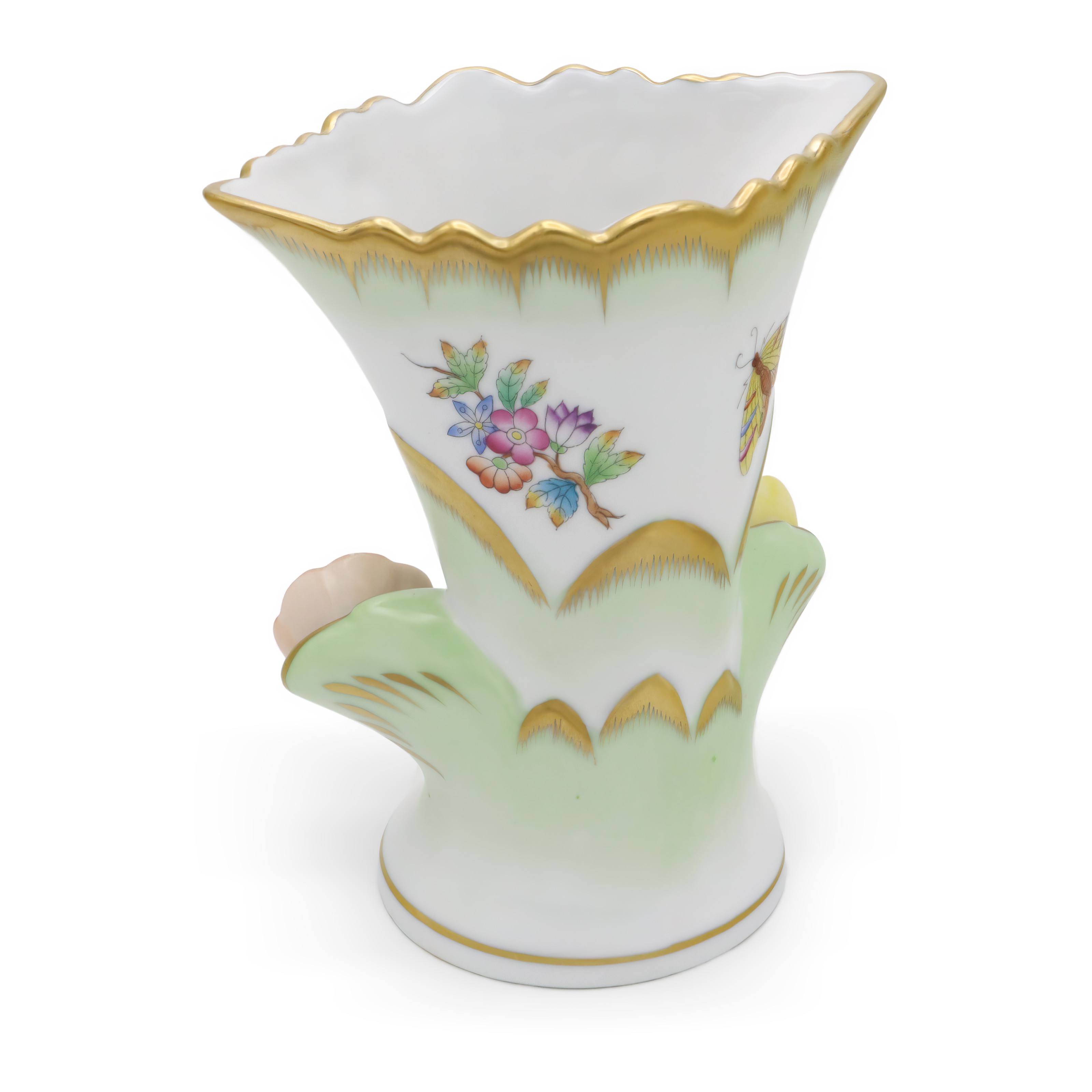 Herend Queen Victoria Tulip Vase Porcelain Floral Design Thumbnail for Herend Queen Victoria Tulip Vase - Porcelain Floral Bud Vase - Hand Painted Hungary - Butterfly Motif - Rare Vintage Decor