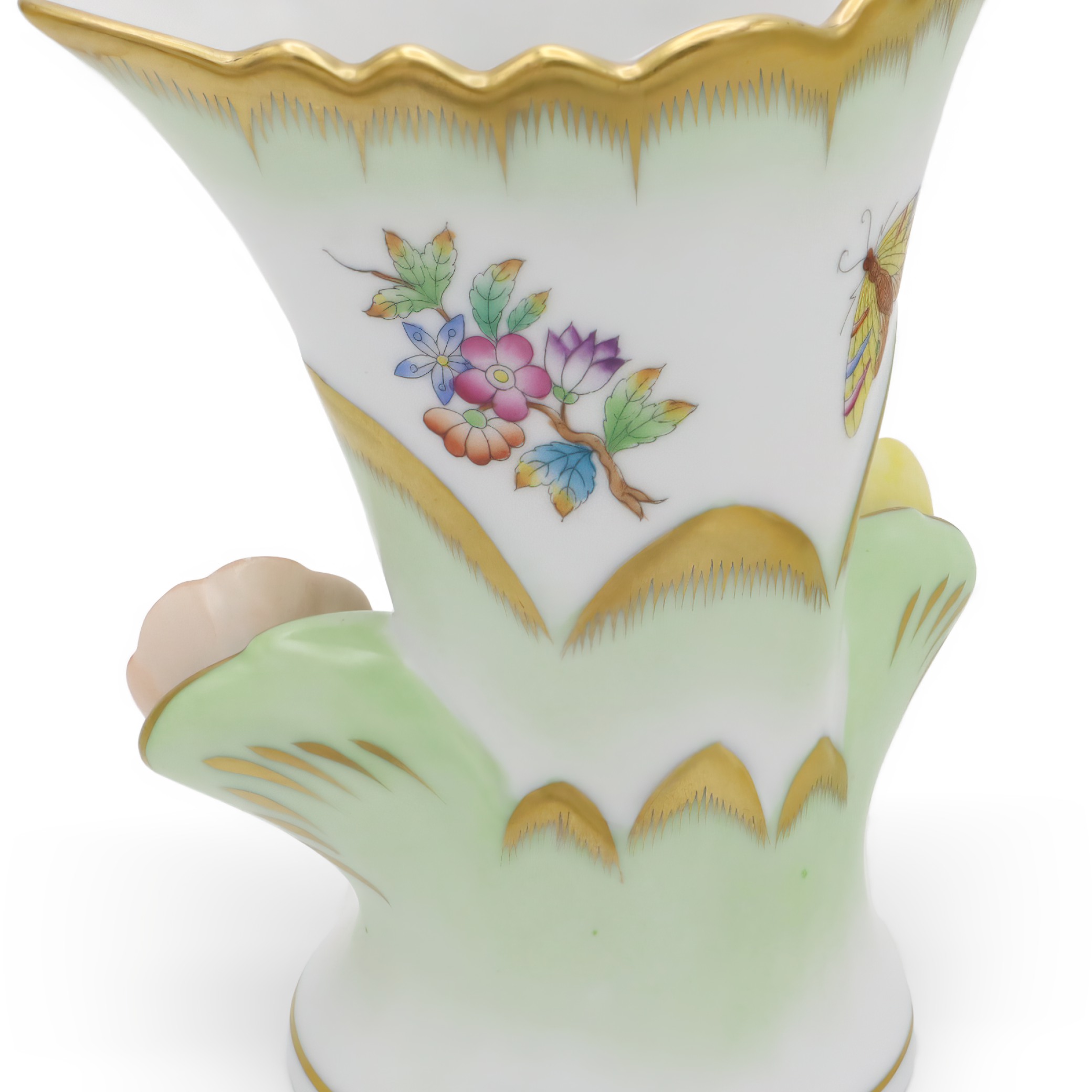 Herend Queen Victoria Tulip Vase Detailed View Thumbnail for Herend Queen Victoria Tulip Vase - Porcelain Floral Bud Vase - Hand Painted Hungary - Butterfly Motif - Rare Vintage Decor