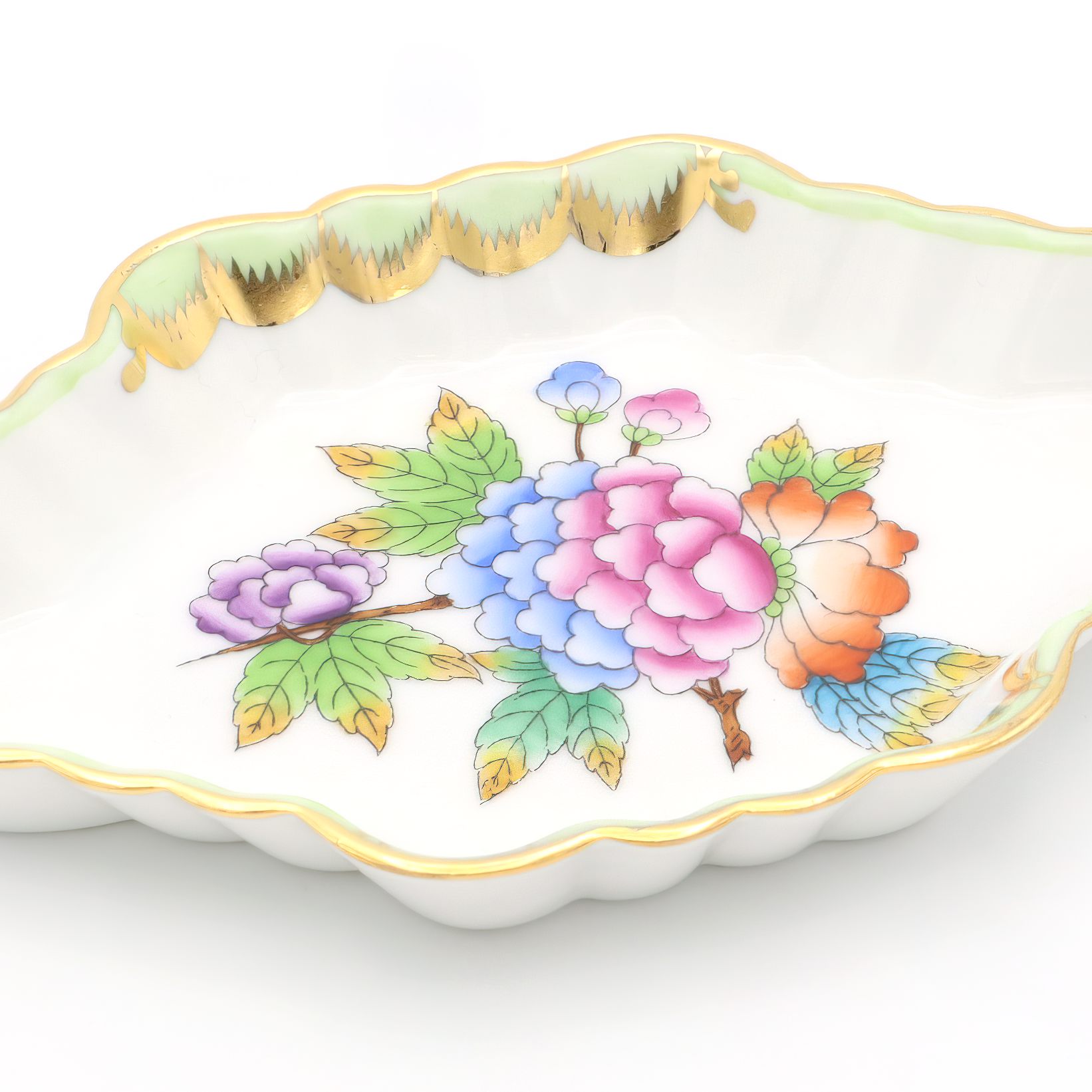 Herend Victoria Pattern Trinket Tray Detailed View Thumbnail for Herend Victoria Pattern Trinket Tray - Antique Jewelry Tray - Hand Painted Porcelain Dish - Vintage Hungarian Decor