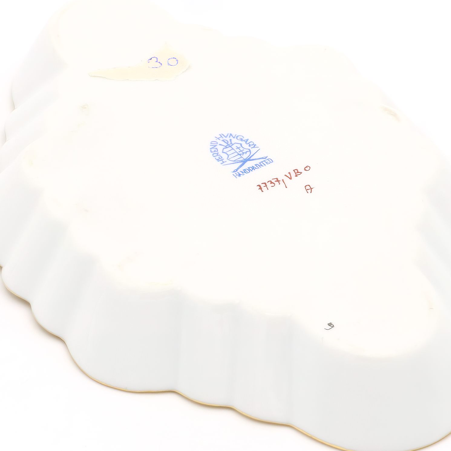 Herend Victoria Pattern Trinket Tray Bottom Detailed View Thumbnail for Herend Victoria Pattern Trinket Tray - Antique Jewelry Tray - Hand Painted Porcelain Dish - Vintage Hungarian Decor