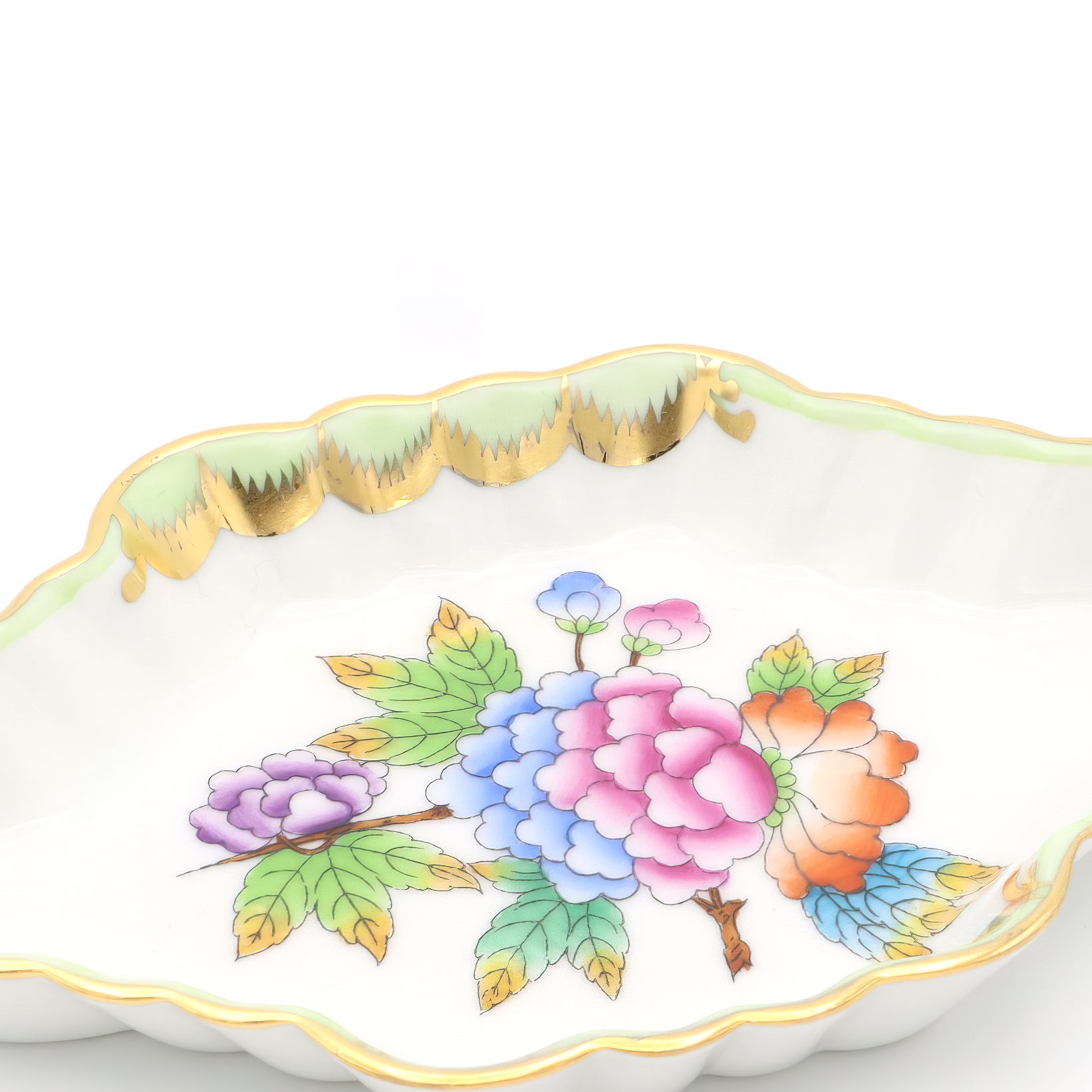 Herend Victoria Pattern Trinket Tray Detailed View Thumbnail for Herend Victoria Pattern Trinket Tray - Antique Jewelry Tray - Hand Painted Porcelain Dish - Vintage Hungarian Decor