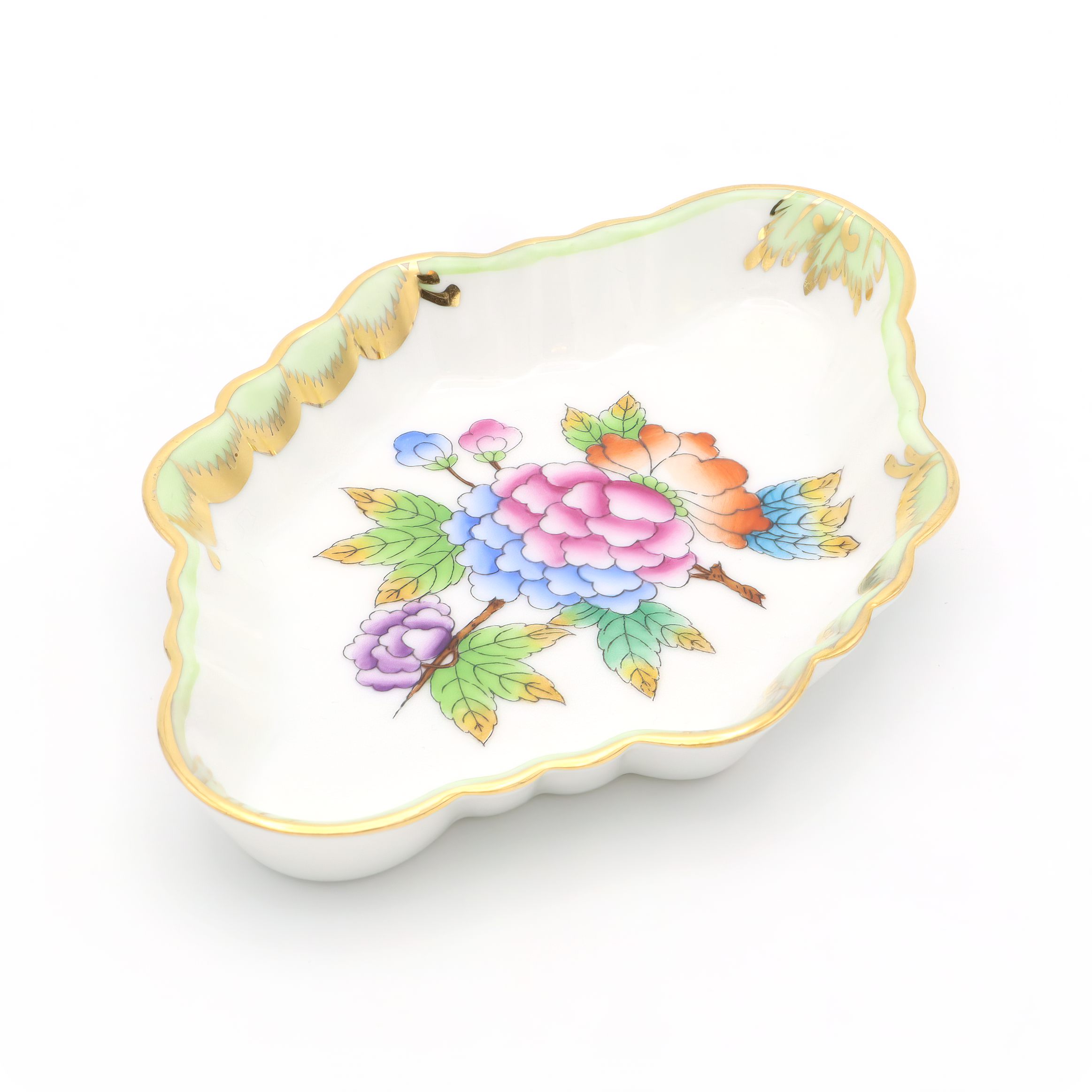 Herend Victoria Pattern Trinket Tray Detailed View Thumbnail for Herend Victoria Pattern Trinket Tray - Antique Jewelry Tray - Hand Painted Porcelain Dish - Vintage Hungarian Decor