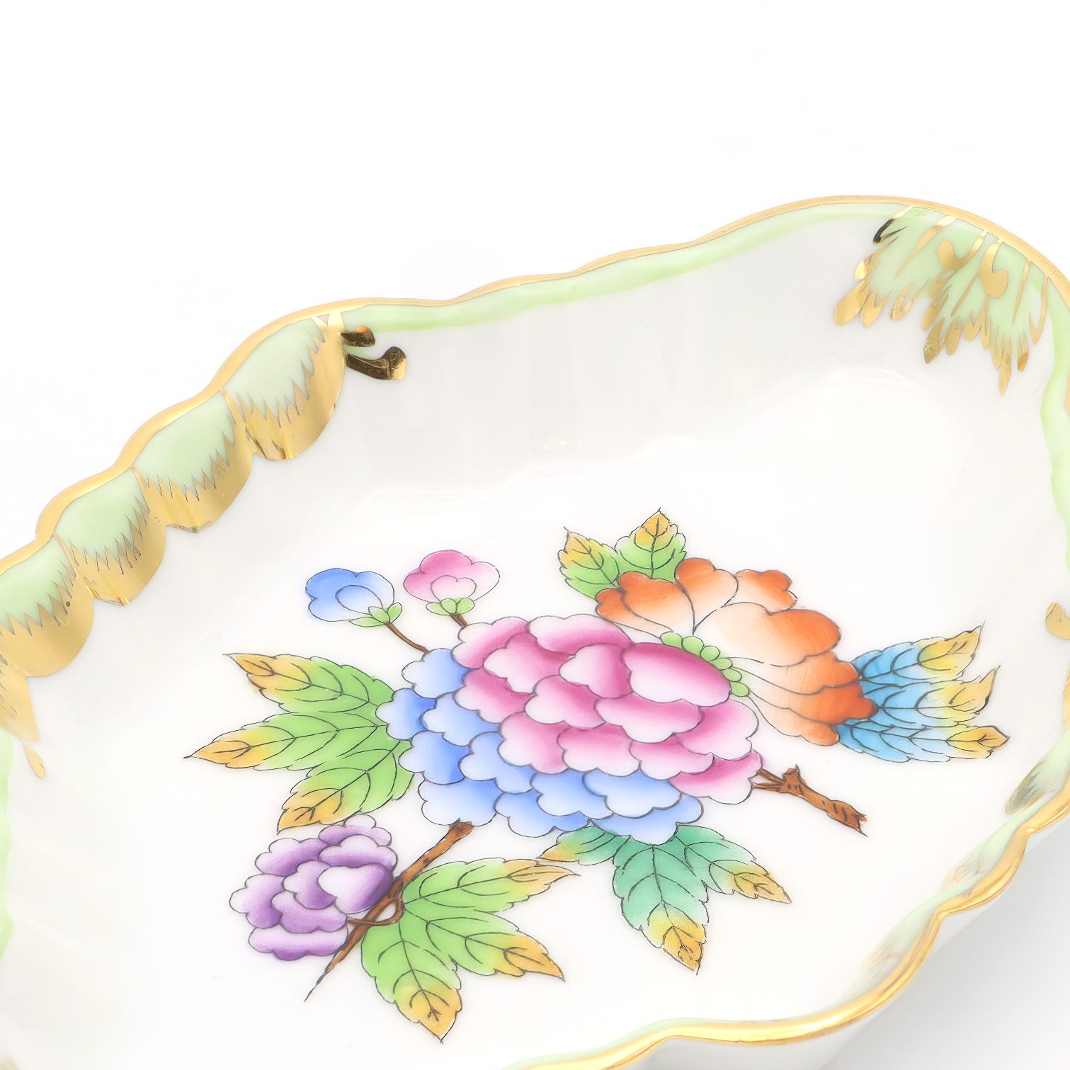 Herend Victoria Pattern Trinket Tray Detailed View Thumbnail for Herend Victoria Pattern Trinket Tray - Antique Jewelry Tray - Hand Painted Porcelain Dish - Vintage Hungarian Decor