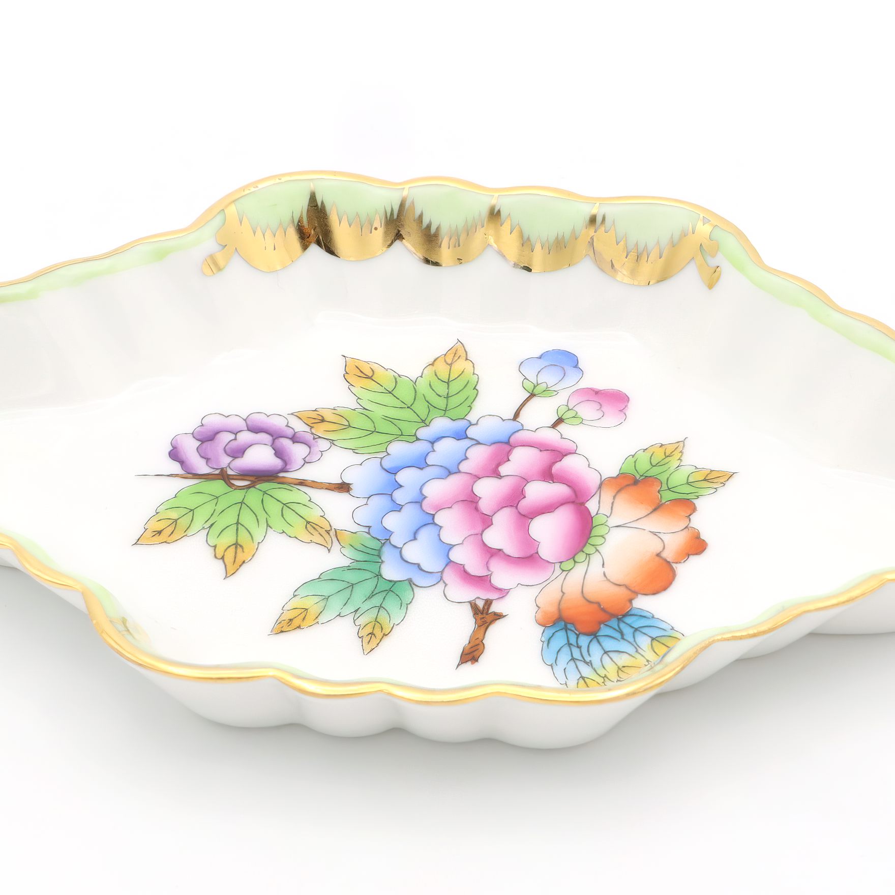 Herend Victoria Pattern Trinket Tray Detailed View Thumbnail for Herend Victoria Pattern Trinket Tray - Antique Jewelry Tray - Hand Painted Porcelain Dish - Vintage Hungarian Decor